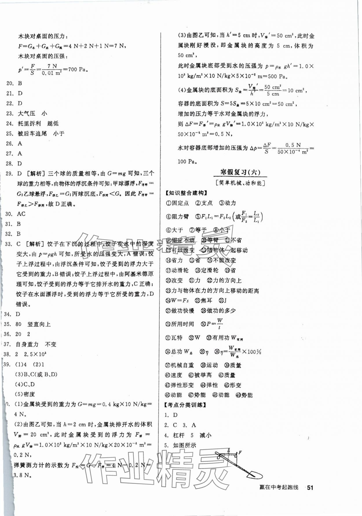 2024年全品學(xué)練考九年級(jí)物理下冊(cè)滬粵版 參考答案第5頁(yè)