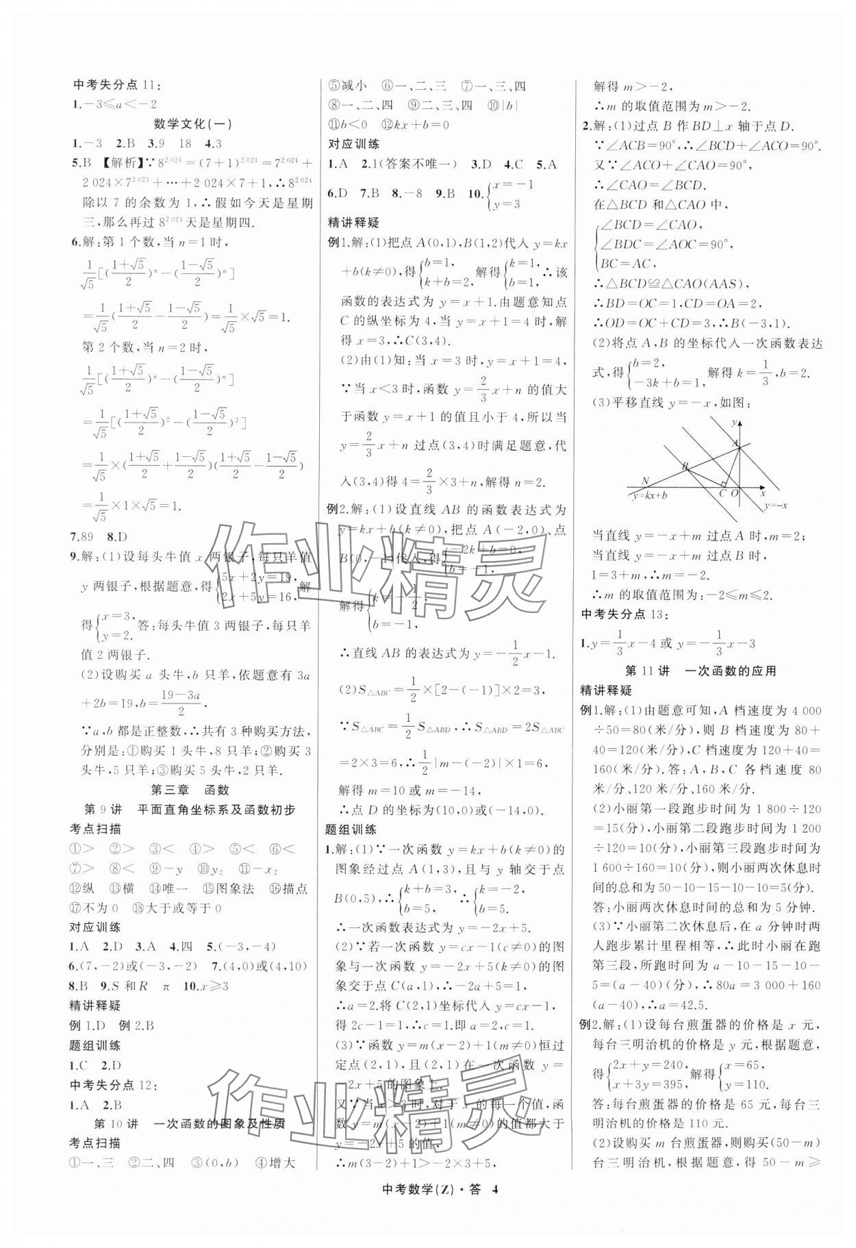 2025年名師面對(duì)面中考滿分特訓(xùn)方案數(shù)學(xué)浙江專版 參考答案第4頁(yè)