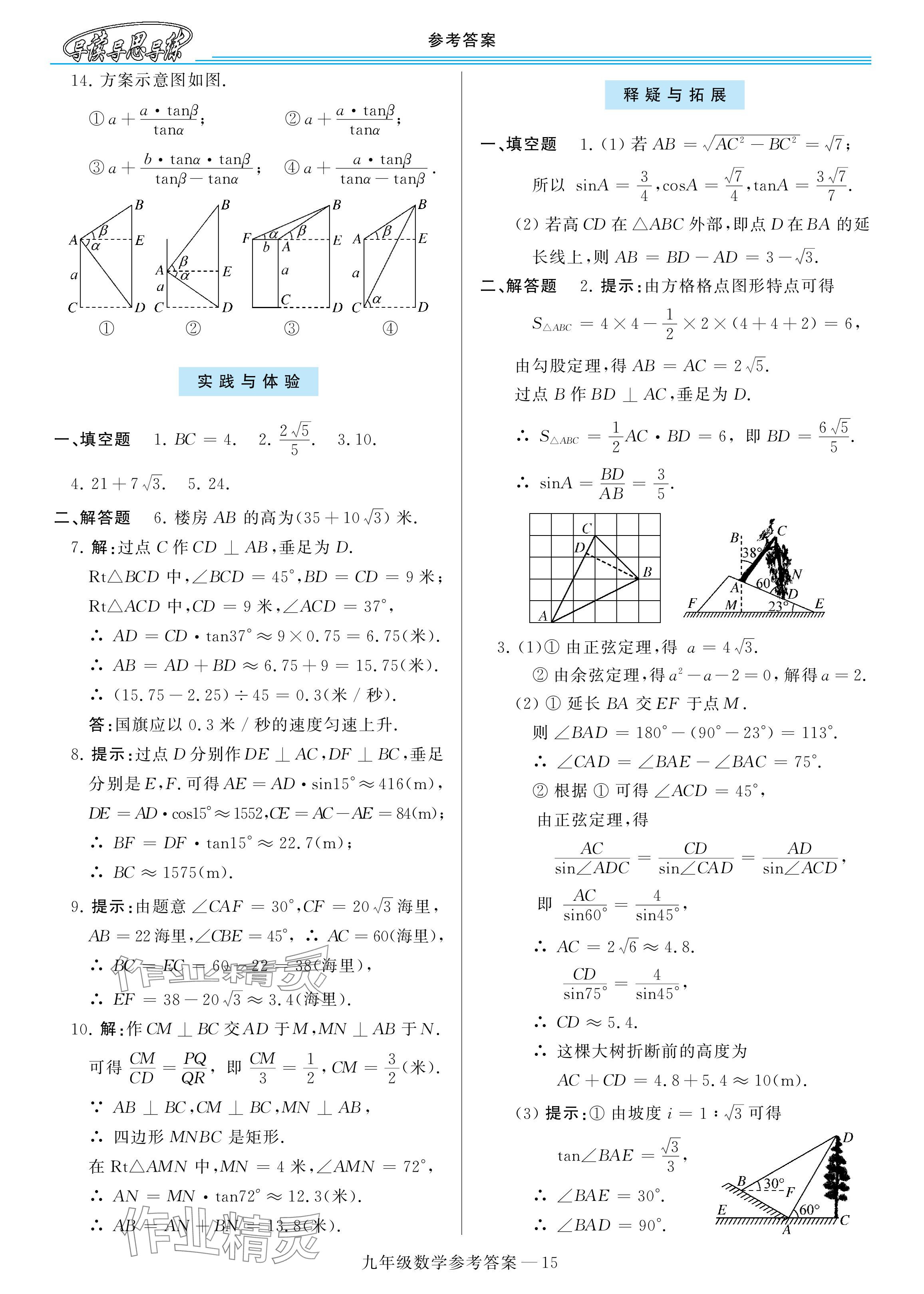 2025年新課程學習指導九年級數學全一冊華師大版 參考答案第15頁