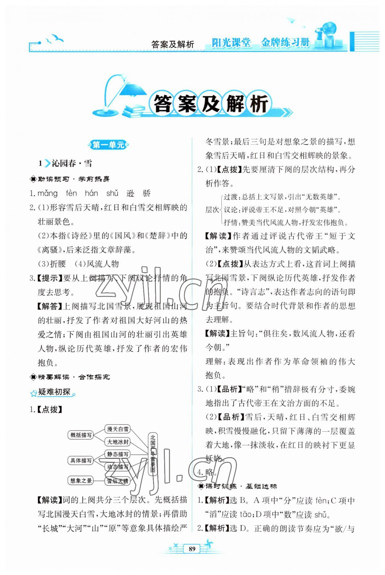 2023年陽(yáng)光課堂金牌練習(xí)冊(cè)九年級(jí)語(yǔ)文上冊(cè)人教版福建專版 第1頁(yè)