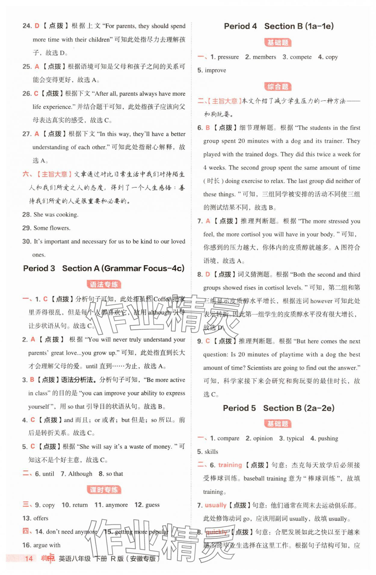 2025年综合应用创新题典中点八年级英语下册人教版安徽专版 第14页
