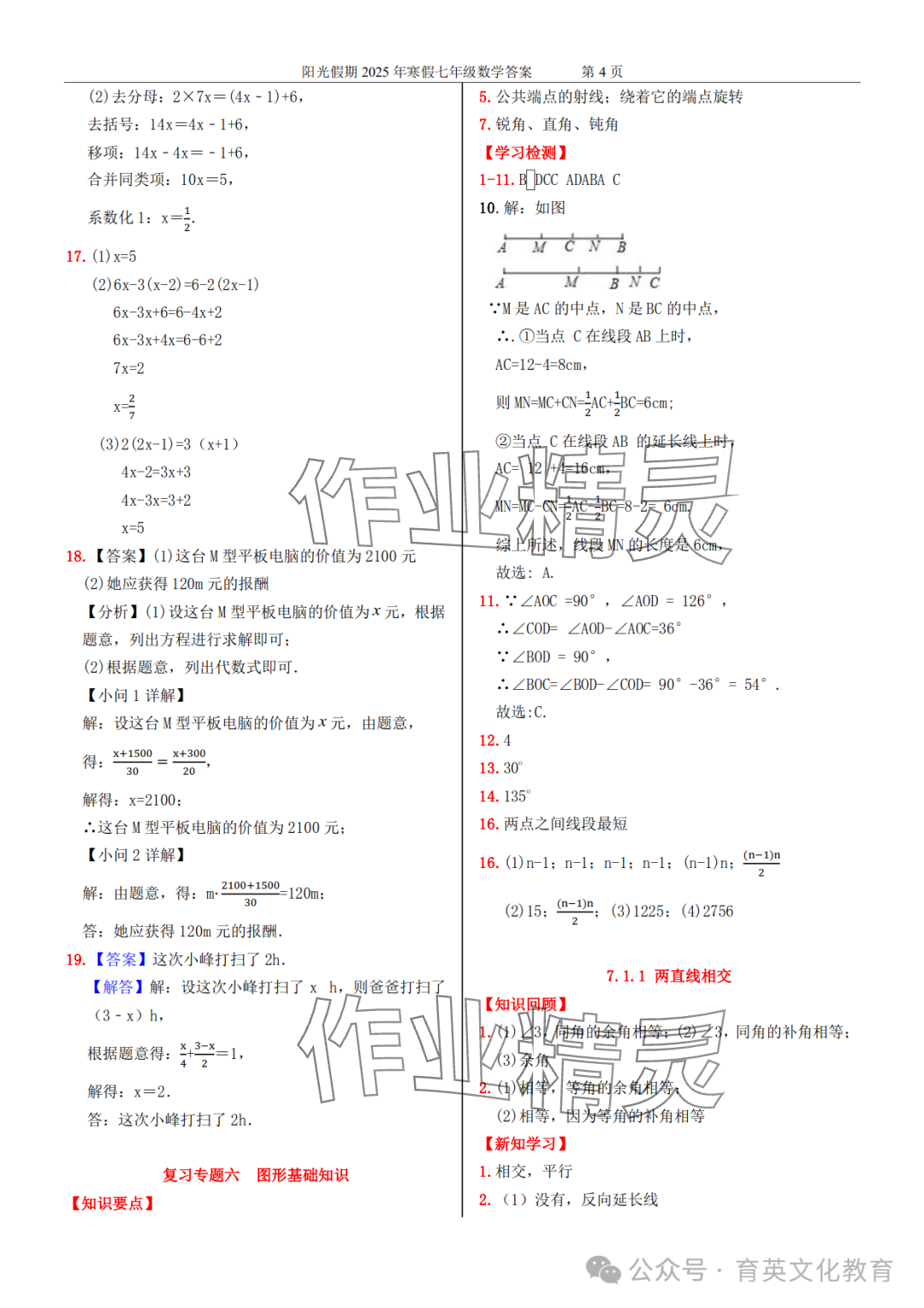 2025年領(lǐng)跑新學(xué)期寒假培優(yōu)銜接七年級(jí)&nbsp;參考答案第20頁(yè)