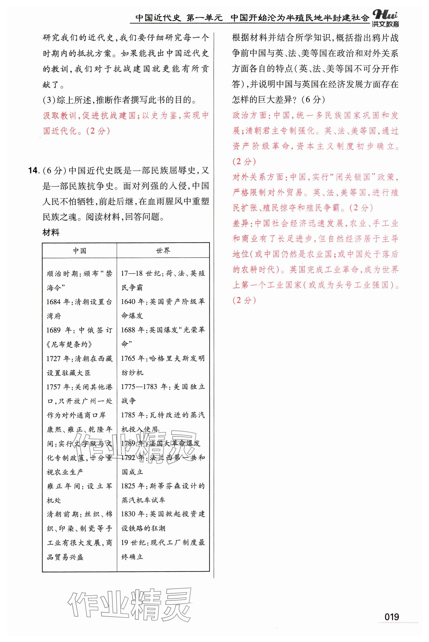 2024年洪文教育最新中考历史河南专版 参考答案第19页