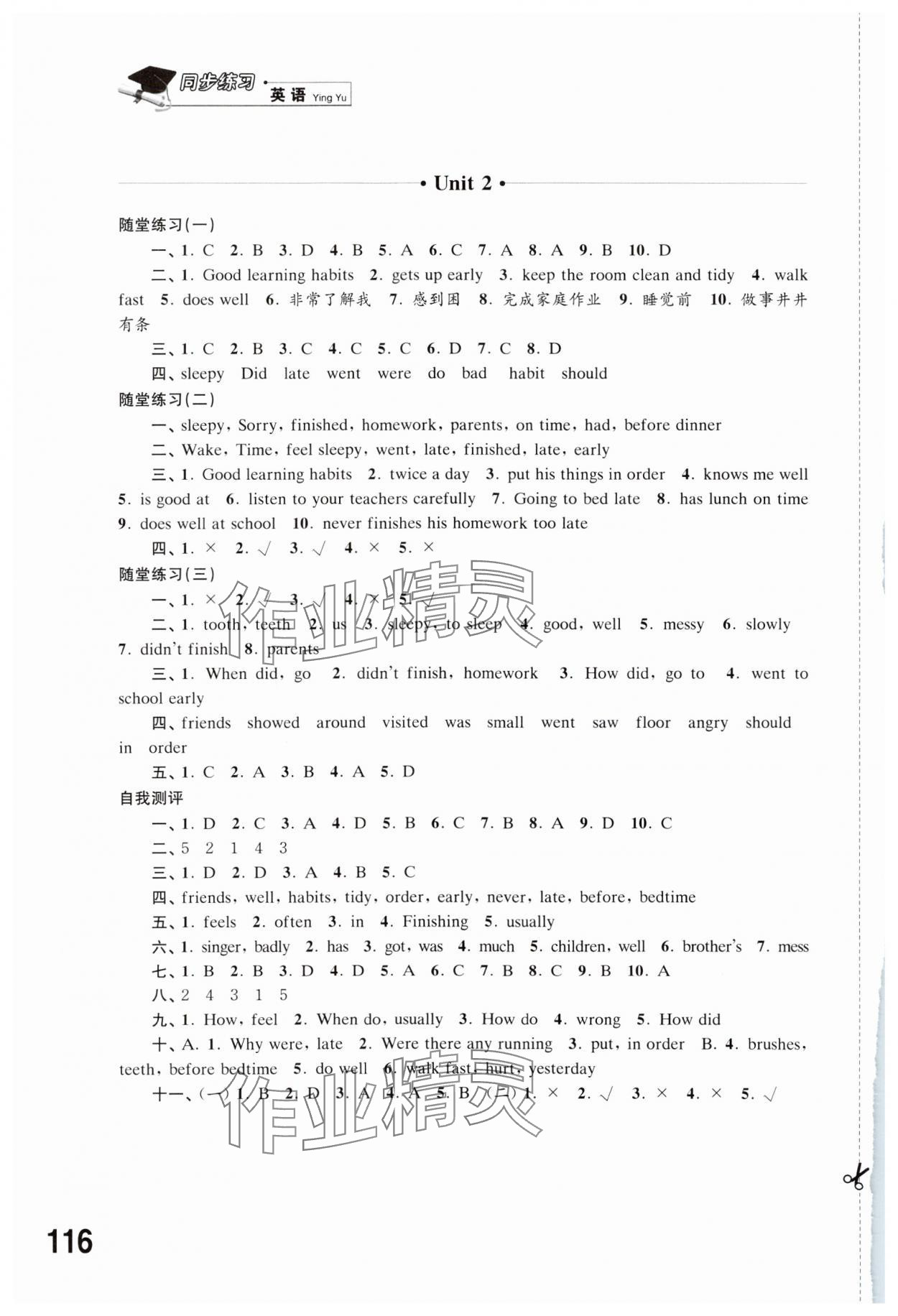 2025年同步練習江蘇六年級英語下冊譯林版 參考答案第2頁