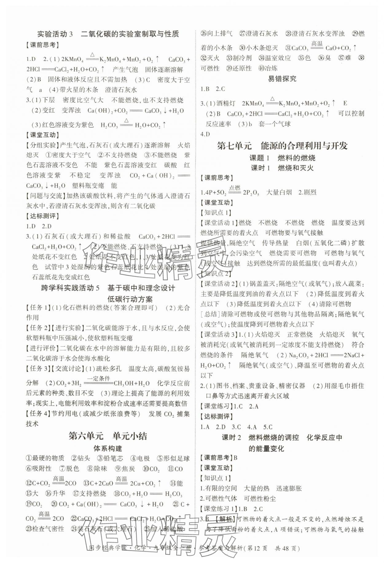 2024年同步經(jīng)典學案九年級化學全一冊人教版 第12頁