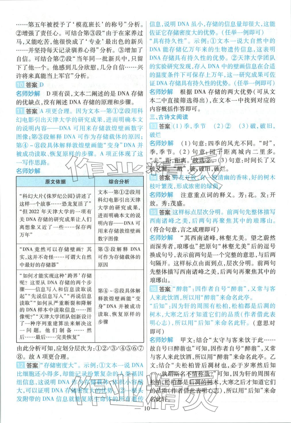 2026年河南中考真题抢分版九年级语文河南专版&nbsp;参考答案第10页