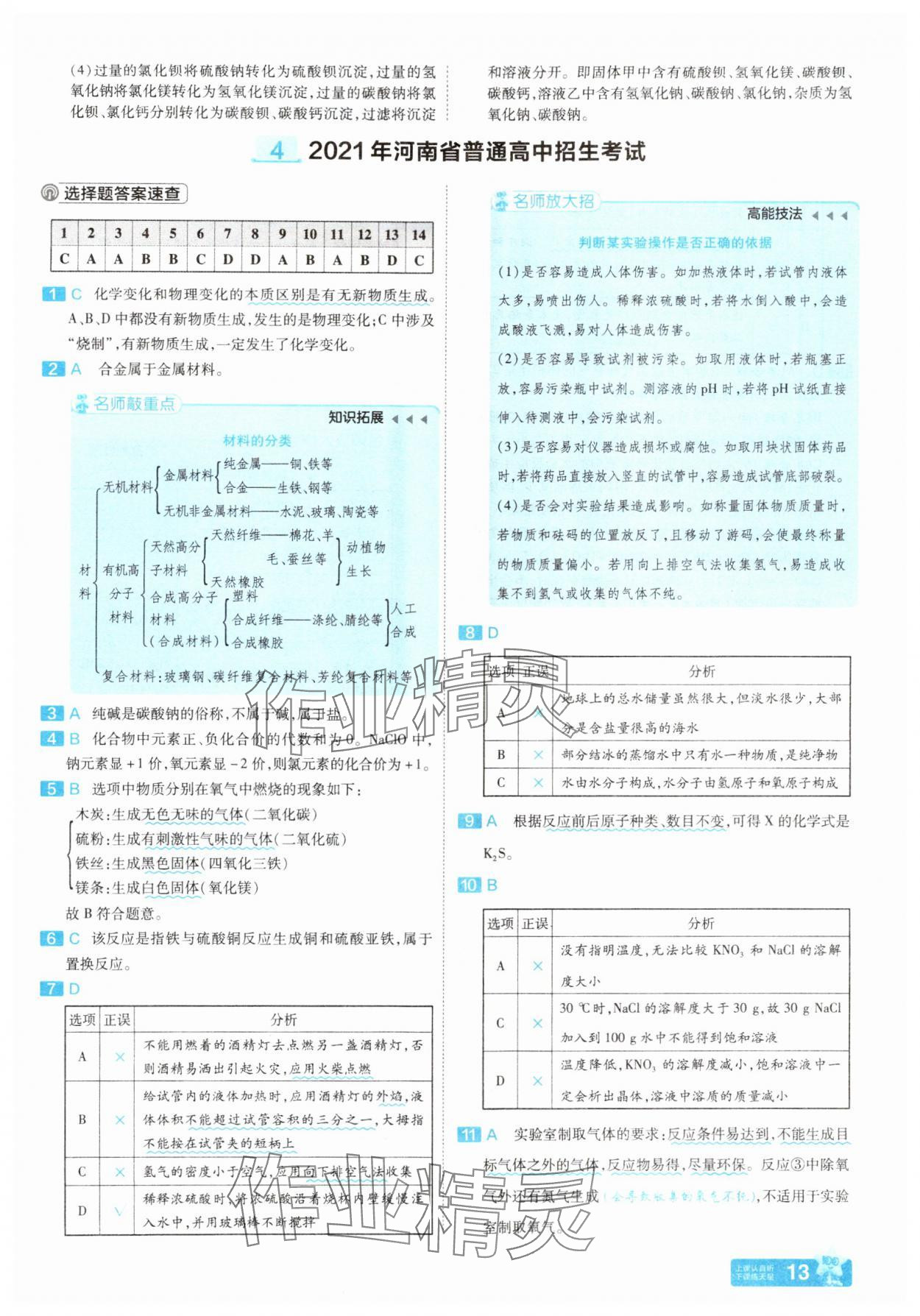 2025年金考卷45套匯編化學(xué)河南專版 參考答案第12頁