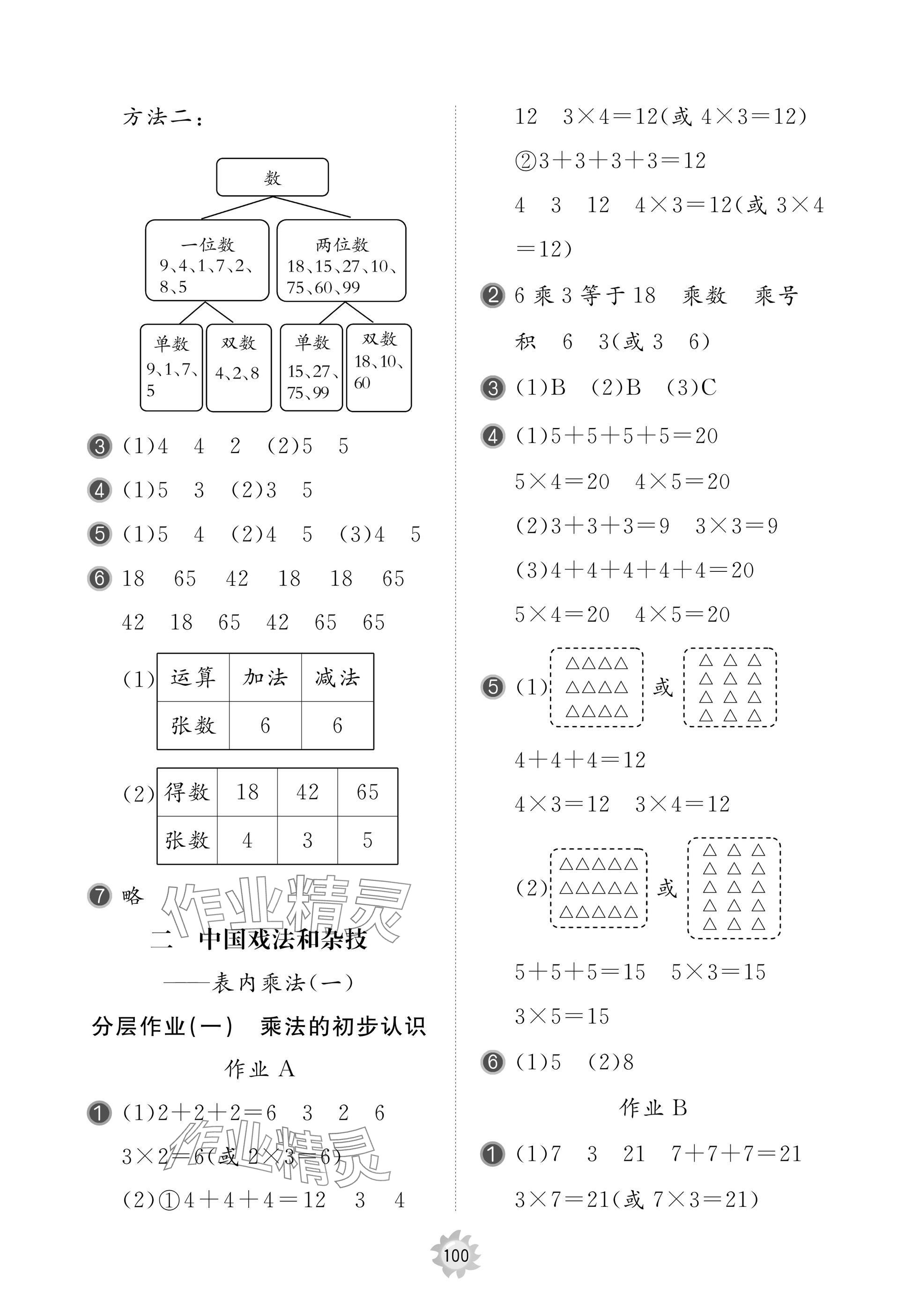 2025年新课堂同步学习与探究二年级数学上册青岛版 参考答案第4页