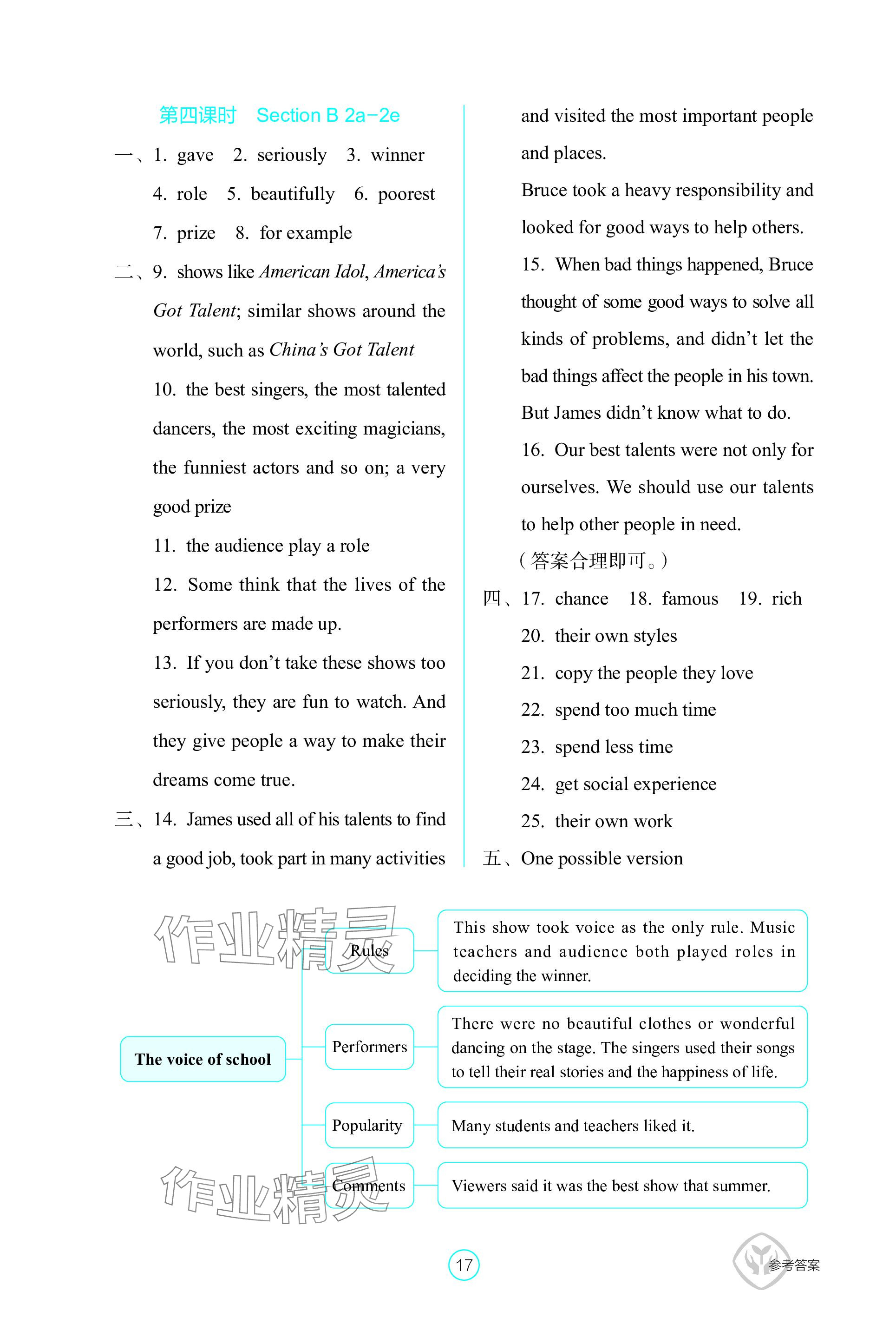 2023年學生基礎性作業八年級英語上冊人教版 參考答案第17頁