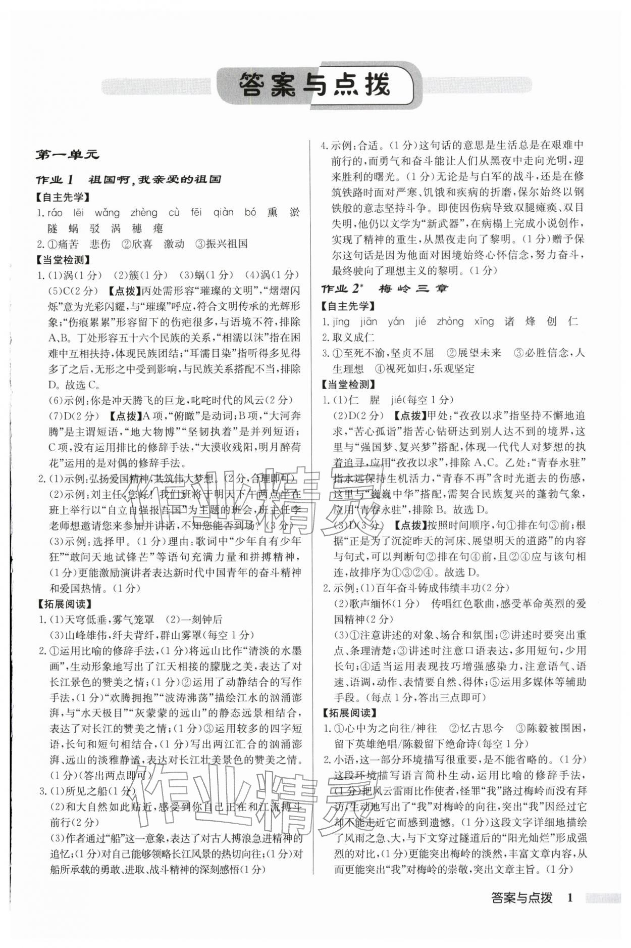 2026年启东中学作业本九年级语文下册人教版宿迁专版 第1页