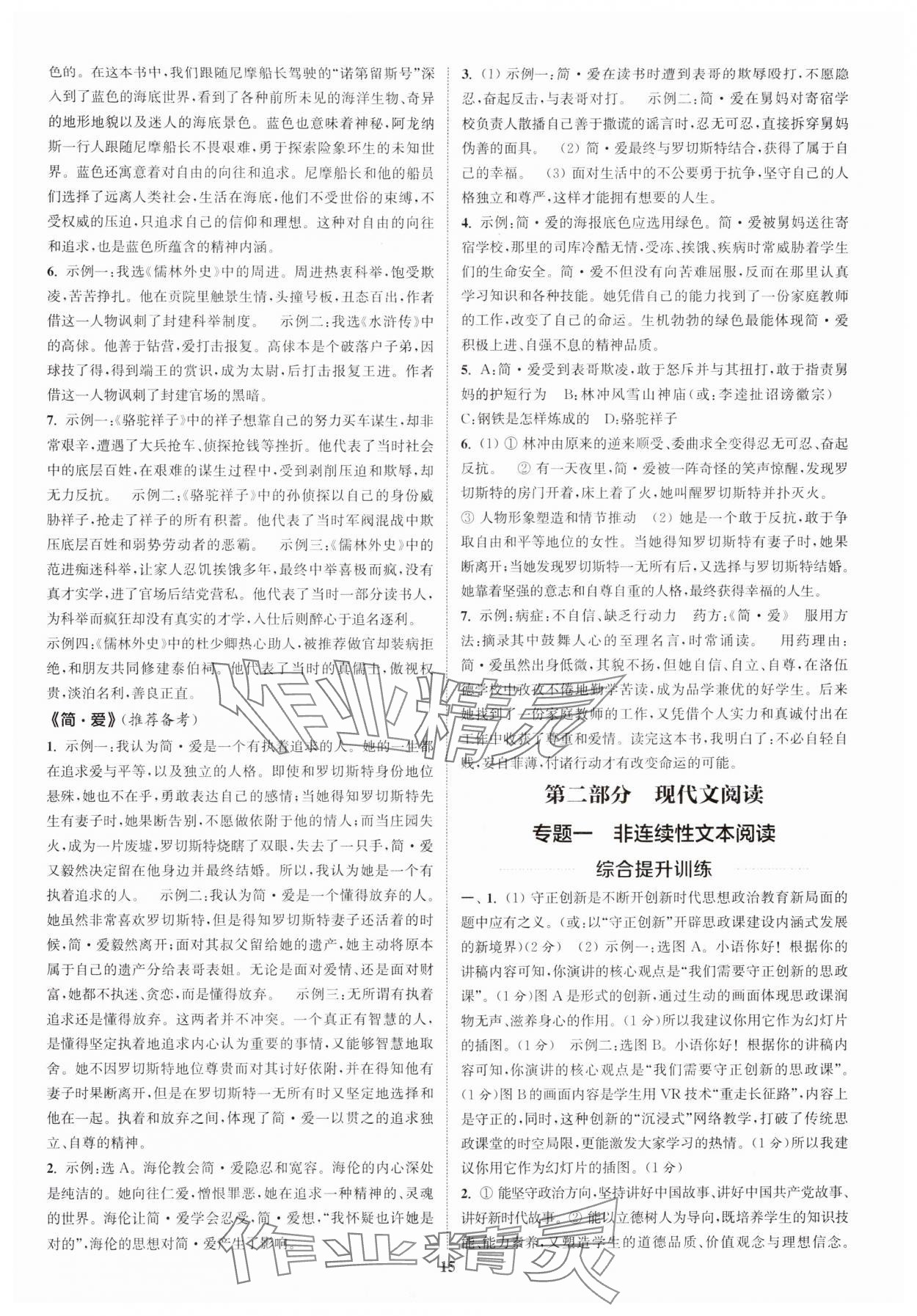 2025年通城学典通城1典中考复习方略语文南通专用 参考答案第14页