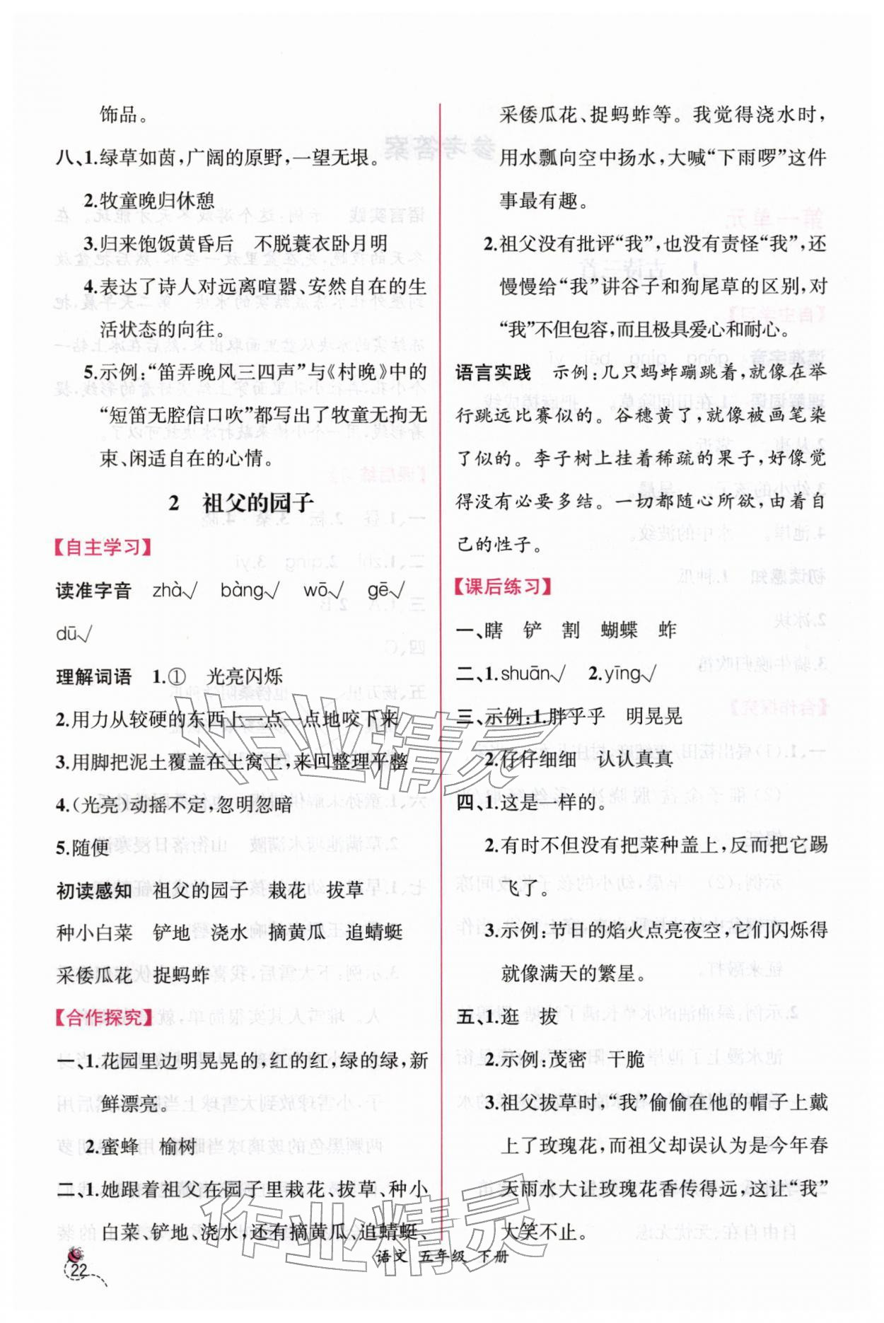 2026年课时练人民教育出版社五年级语文下册人教版&nbsp;第2页