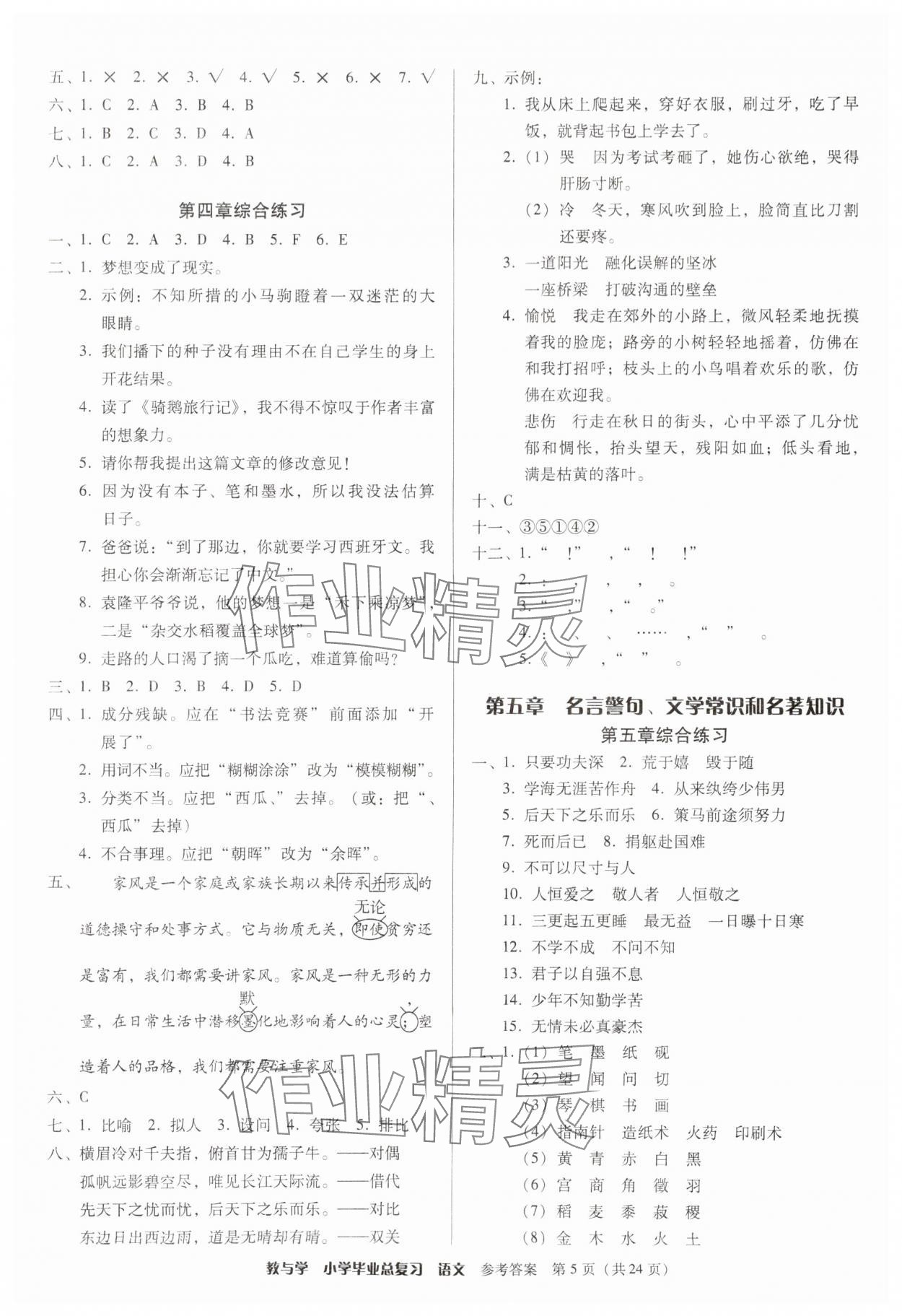 2025年教與學小學畢業(yè)總復習語文 第5頁