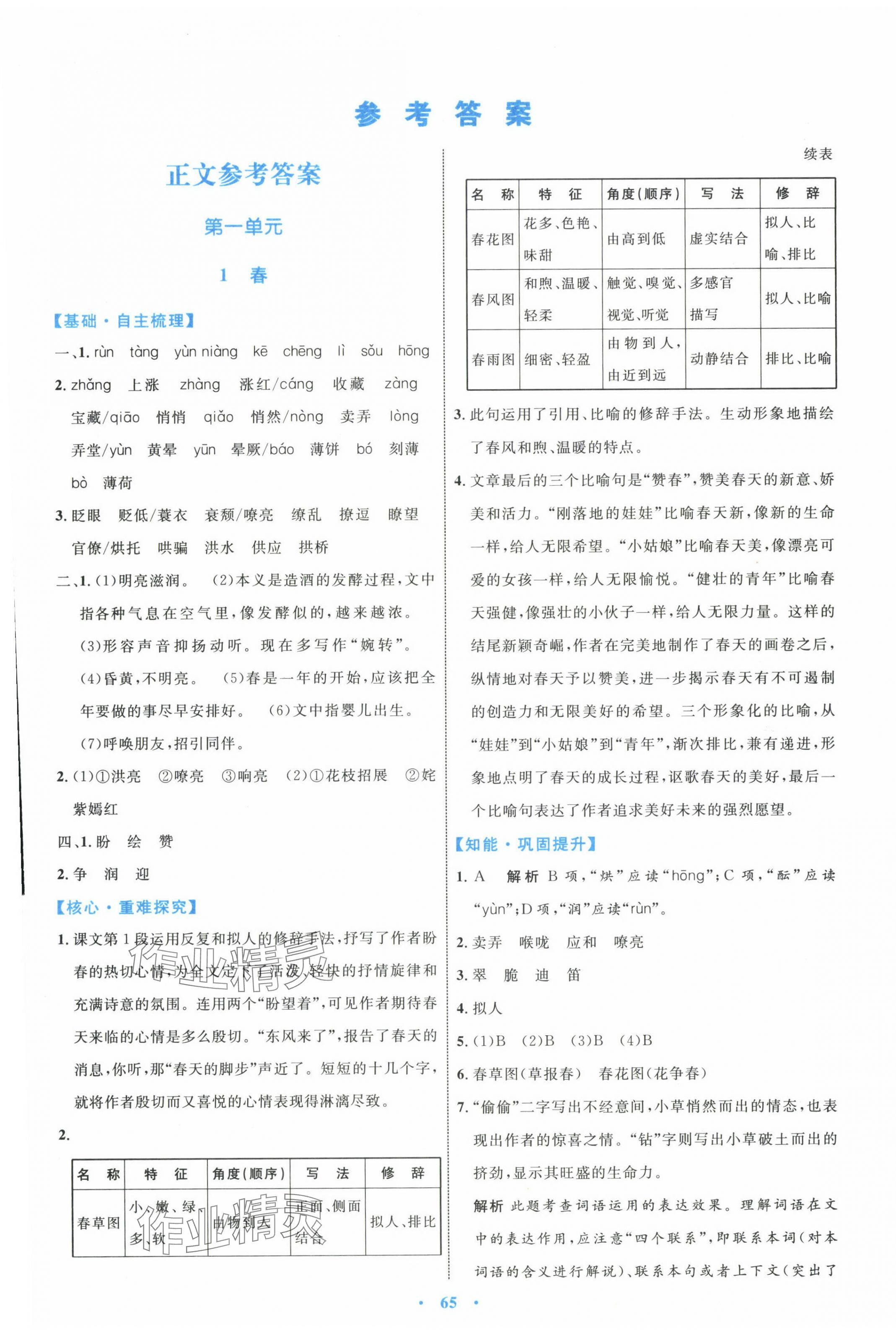 2023年同步学习目标与检测七年级语文上册人教版 第1页