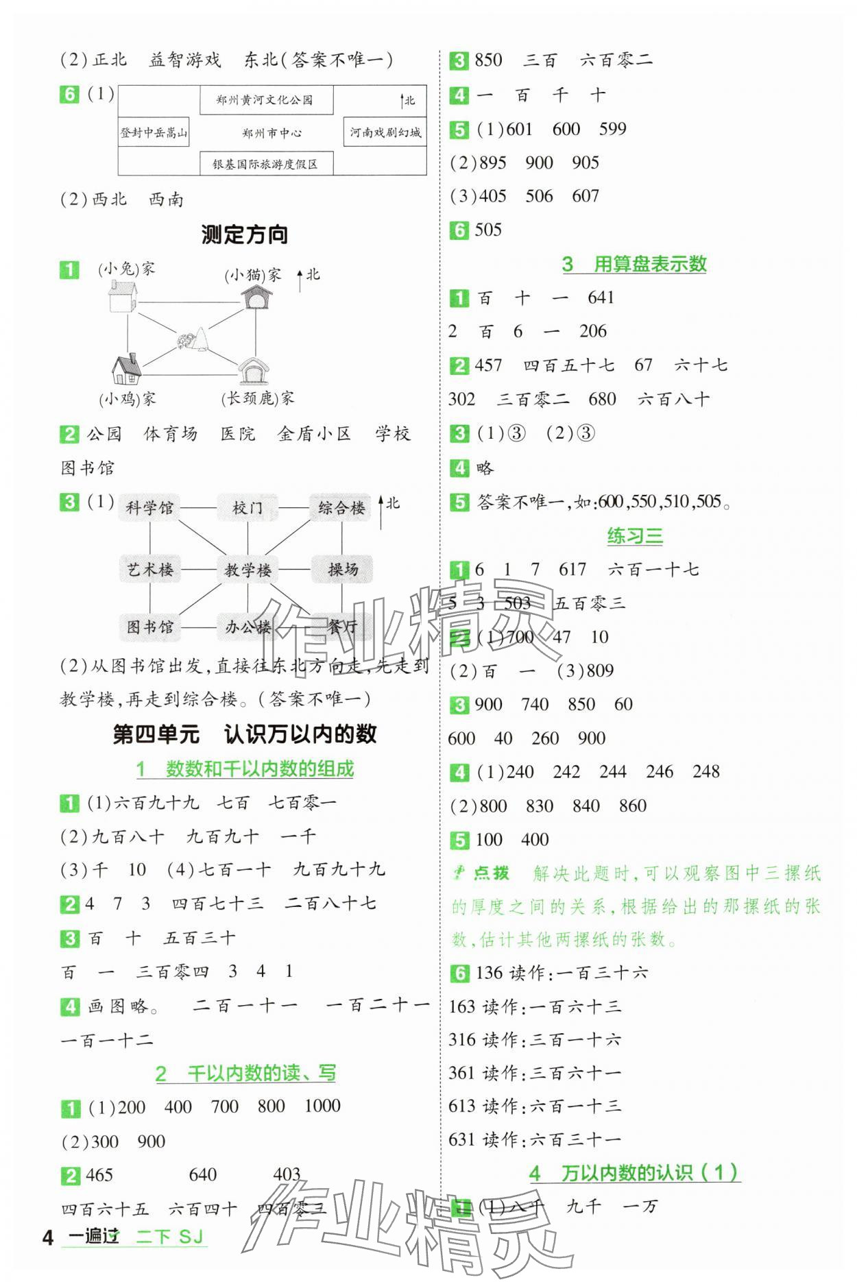 2025年一遍過(guò)二年級(jí)數(shù)學(xué)下冊(cè)蘇教版 參考答案第4頁(yè)