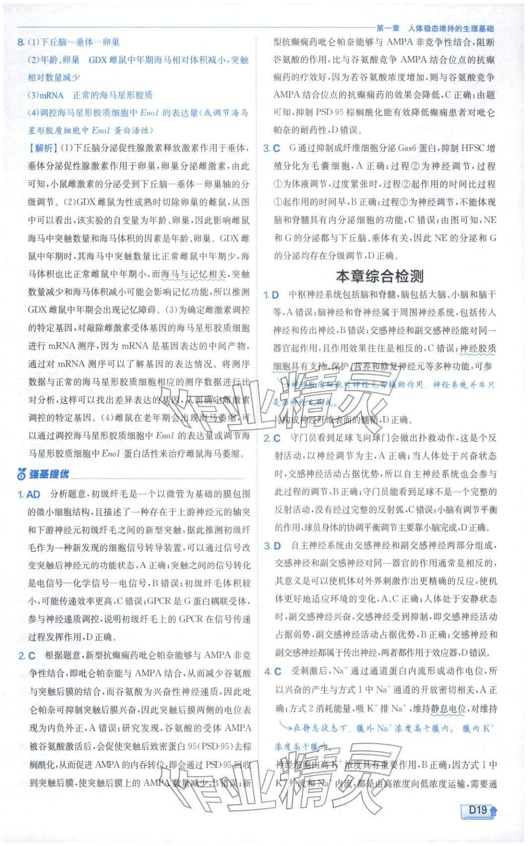 2026年實驗班提優(yōu)訓(xùn)練高中生物選擇性必修第一冊蘇教版&nbsp;第19頁