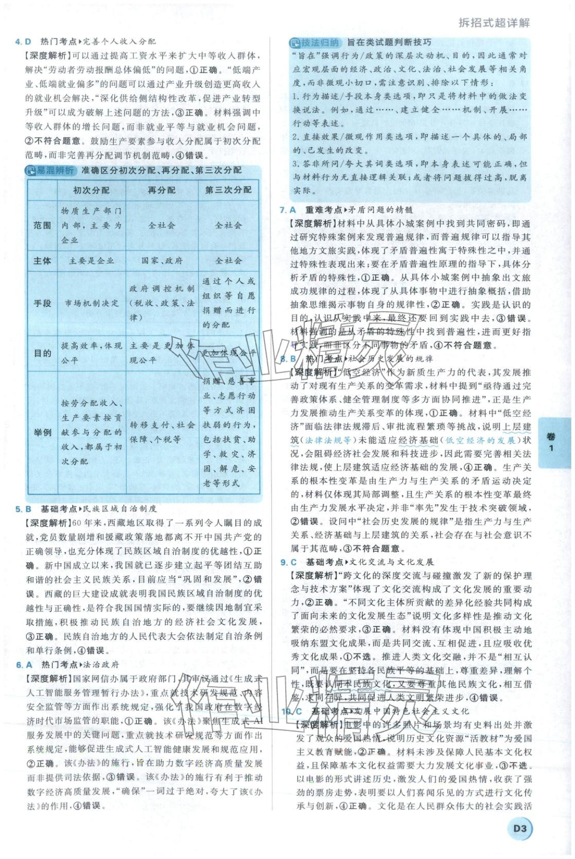 2026年理想树试题攻略高中道德与法治 参考答案第2页