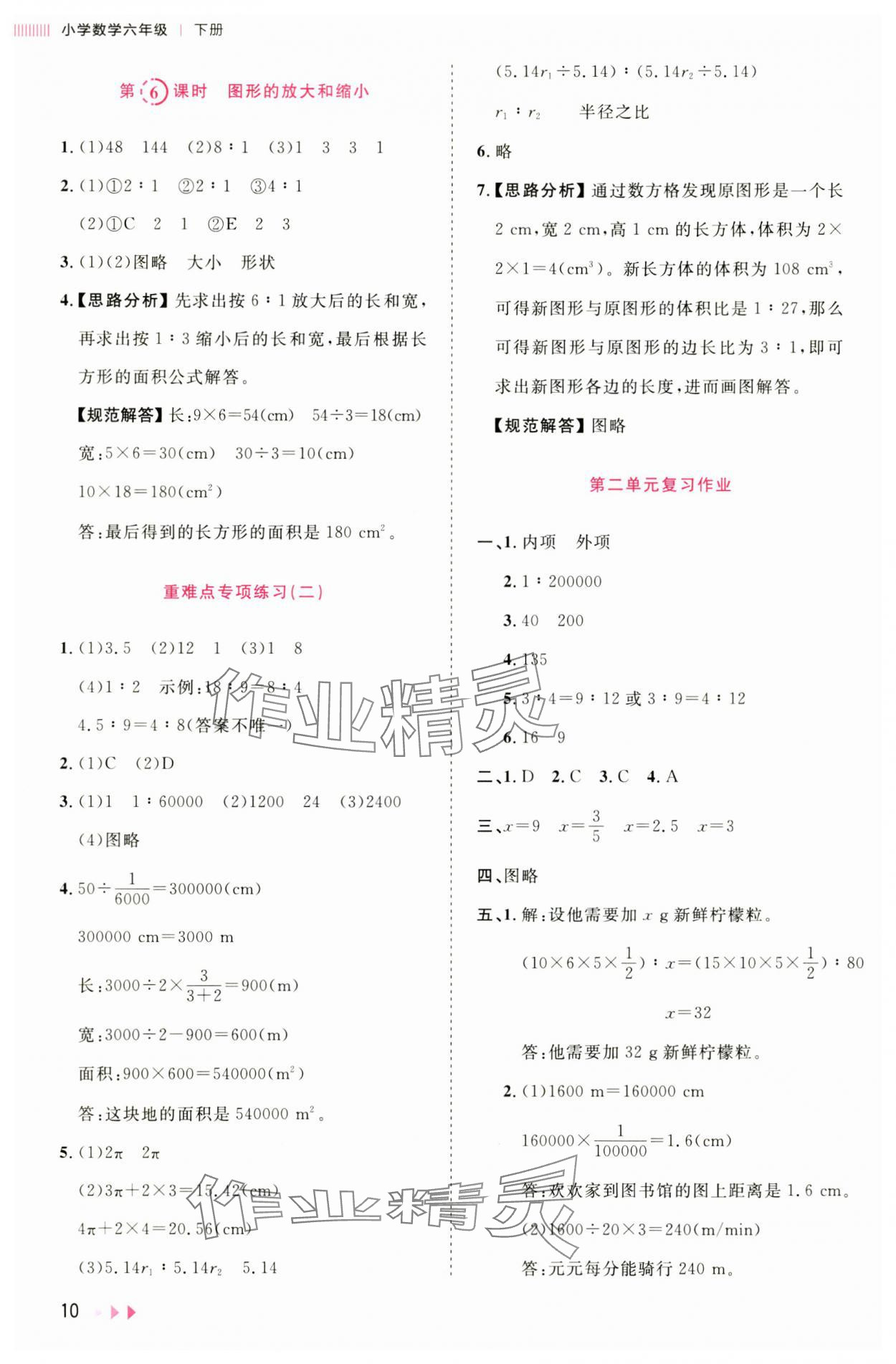 2025年訓練達人六年級數(shù)學下冊北師大版 參考答案第10頁