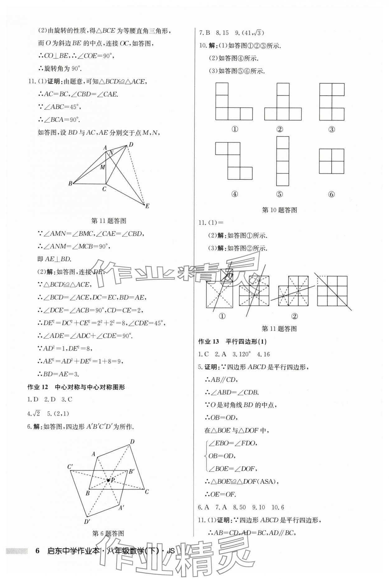 2024年啟東中學(xué)作業(yè)本八年級數(shù)學(xué)下冊江蘇版 參考答案第6頁