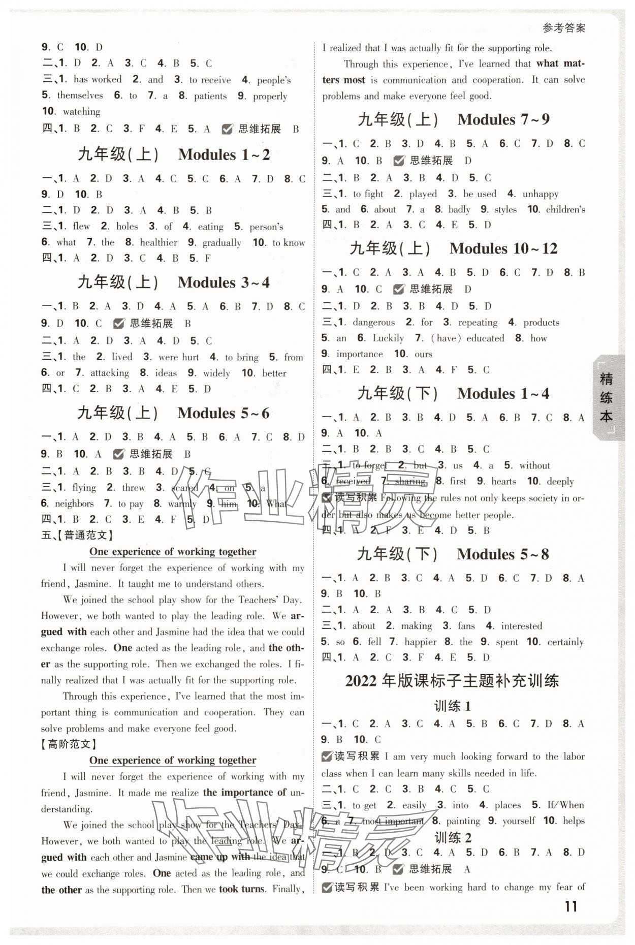 2025年万唯中考试题研究英语外研版内蒙古专版 参考答案第10页