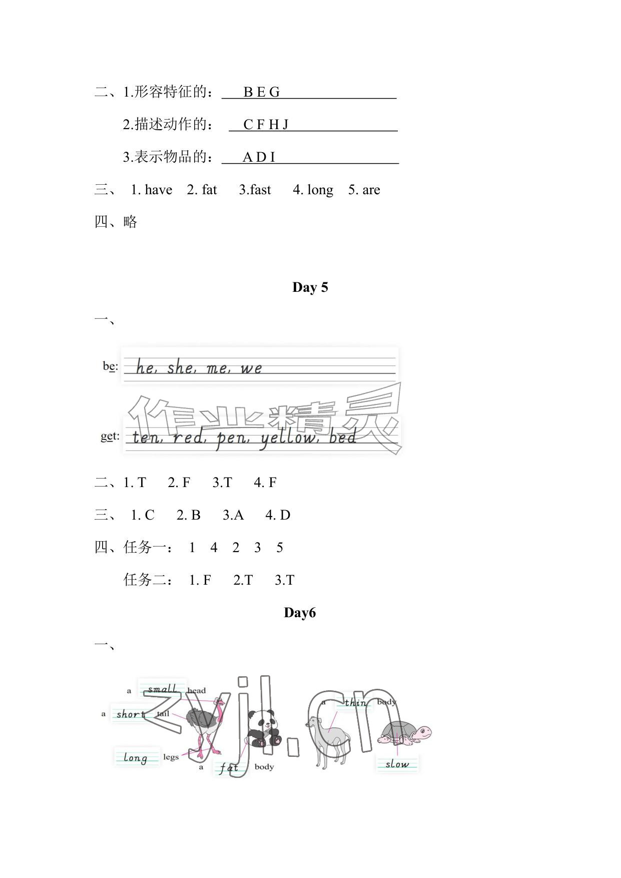 2026年暑假作业安徽少年儿童出版社三年级英语人教版&nbsp;参考答案第5页