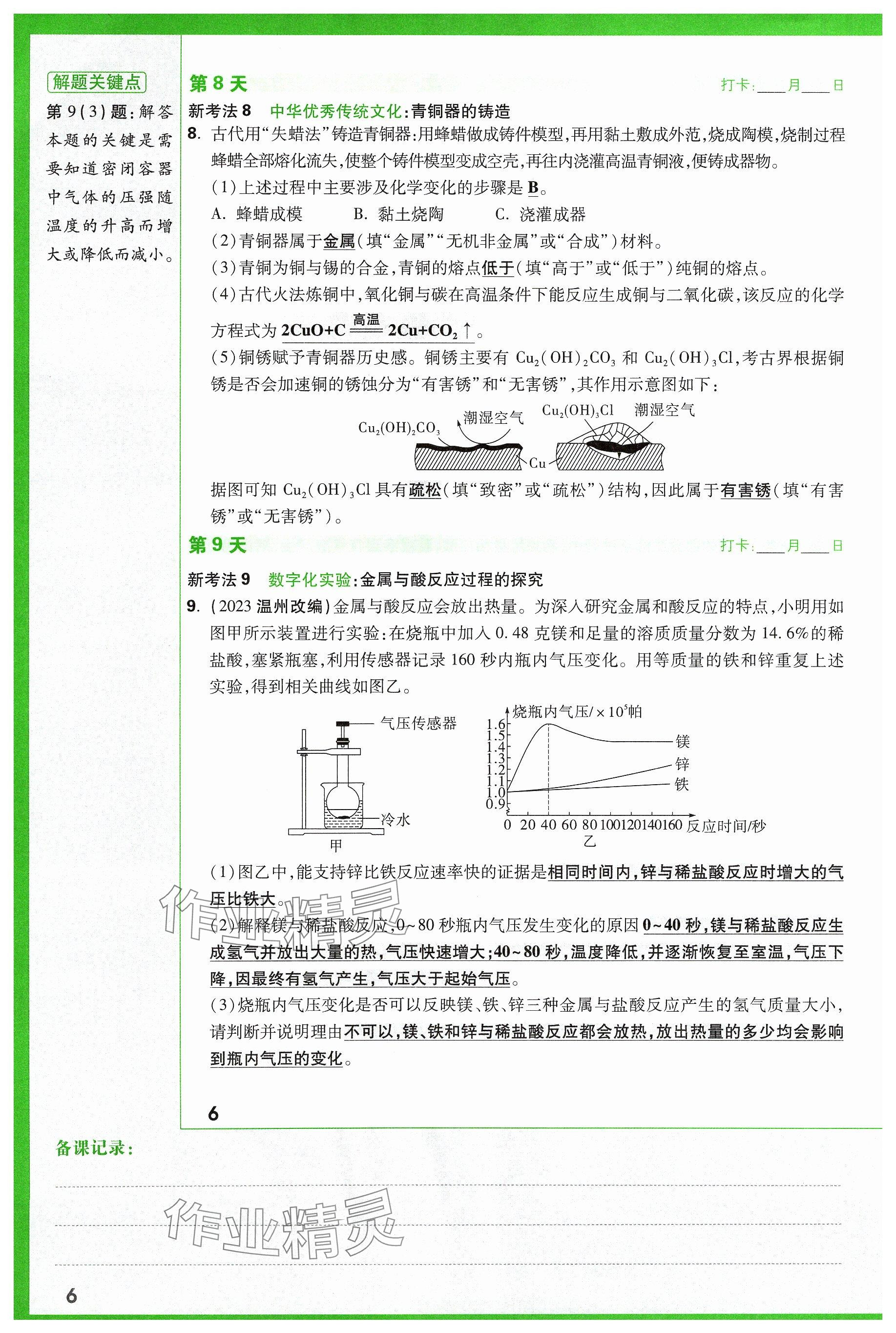 2024年万唯中考试题研究化学山西专版 参考答案第6页