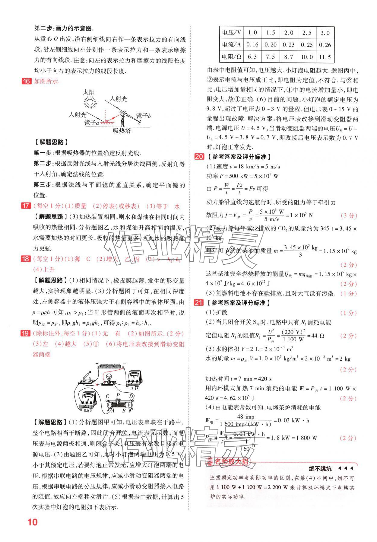 2024年金考卷百校聯(lián)盟系列中考領(lǐng)航卷物理河南專版 參考答案第9頁