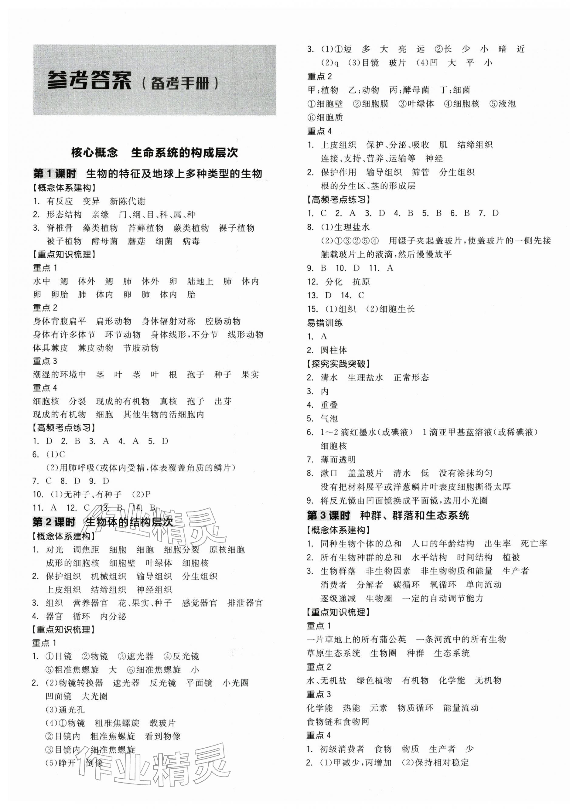 2026年全品中考复习方案科学浙江专版&nbsp;第1页