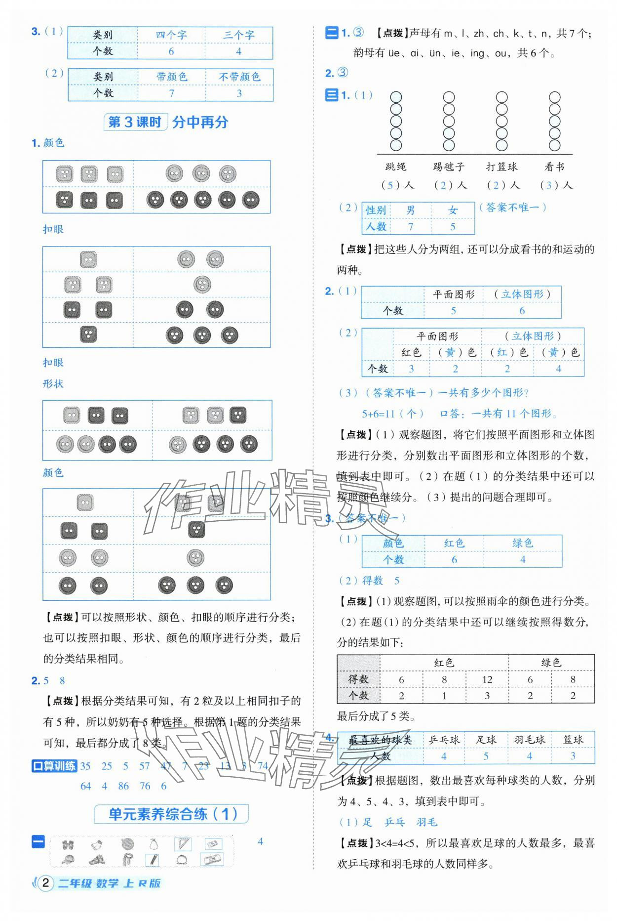 2025年综合应用创新题典中点二年级数学上册人教版福建专版 参考答案第2页