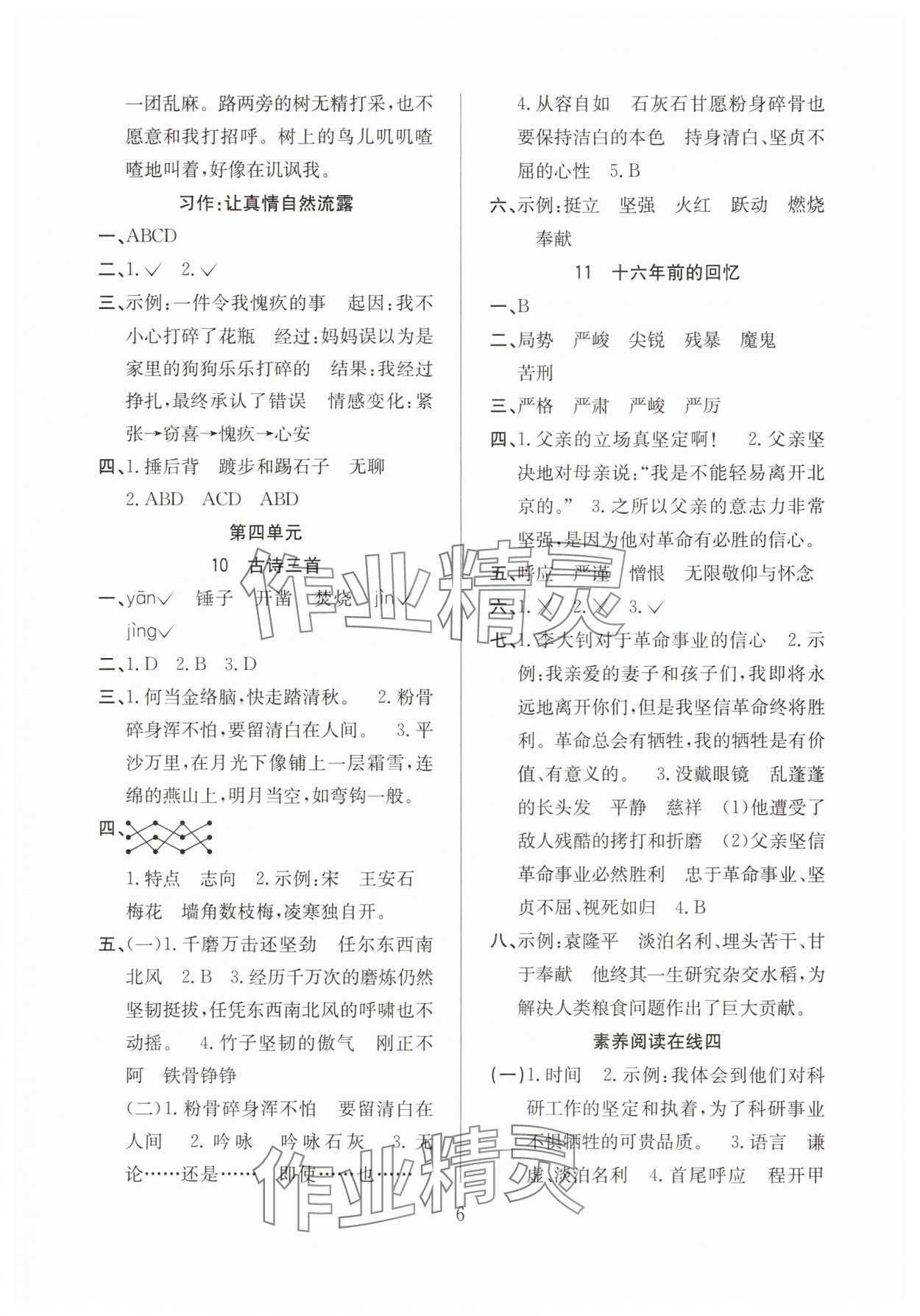 2025年陽光課堂課時(shí)作業(yè)六年級語文下冊人教版 第6頁