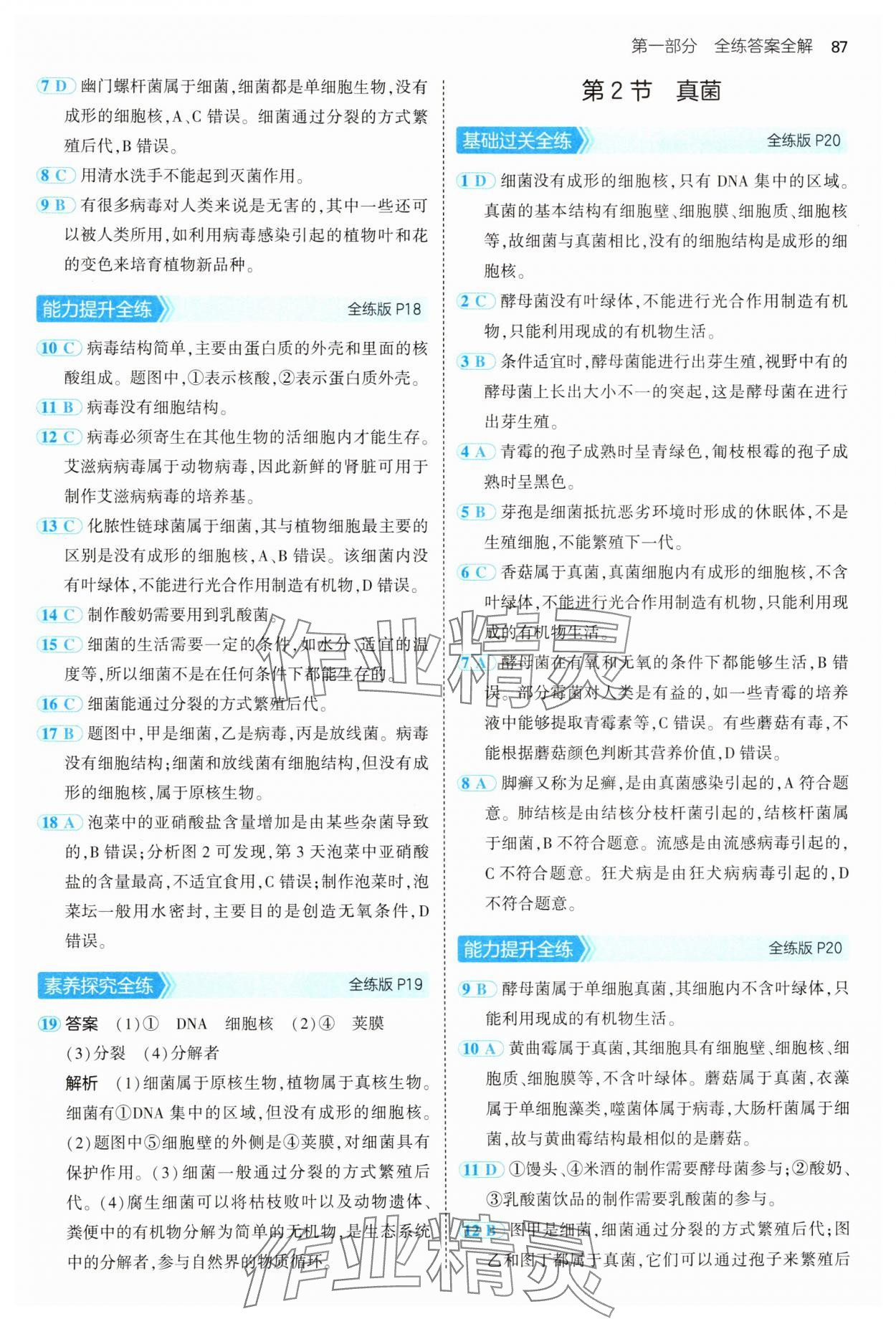 2025年5年中考3年模擬七年級生物下冊蘇科版 第7頁