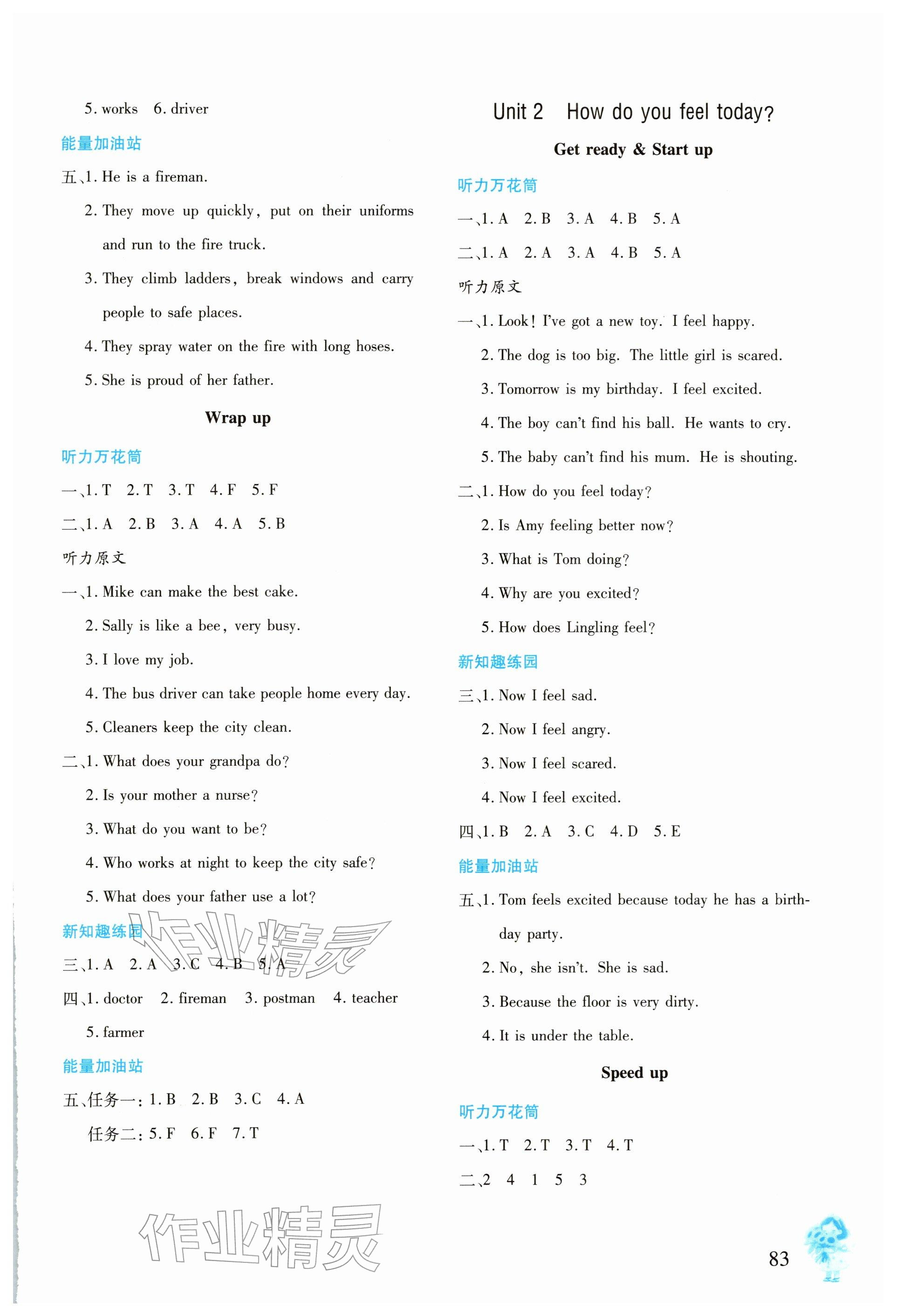 2026年同步练习册文心出版社四年级英语下册外研版&nbsp;参考答案第2页