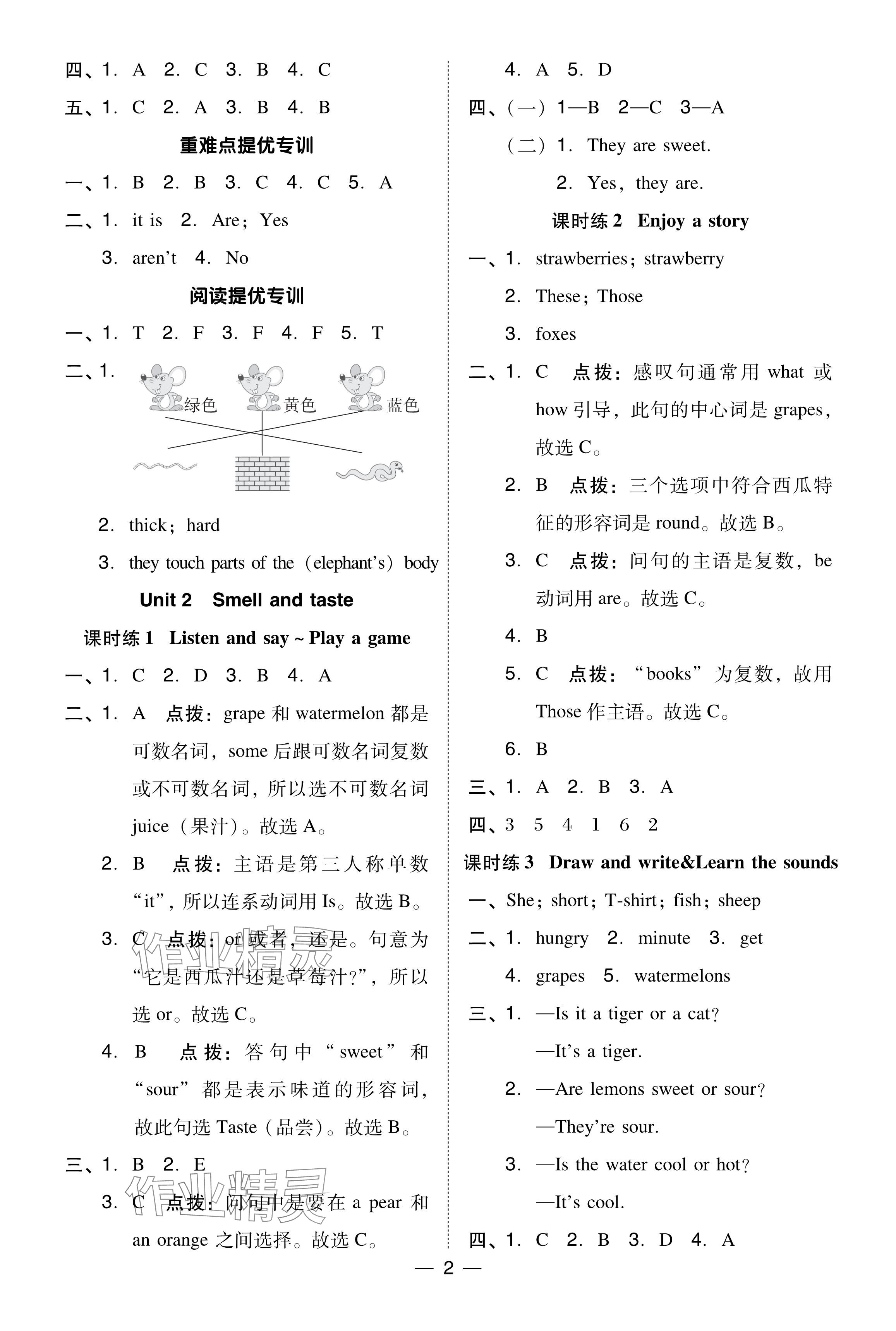 2024年綜合應(yīng)用創(chuàng)新題典中點四年級英語下冊滬教版 參考答案第2頁