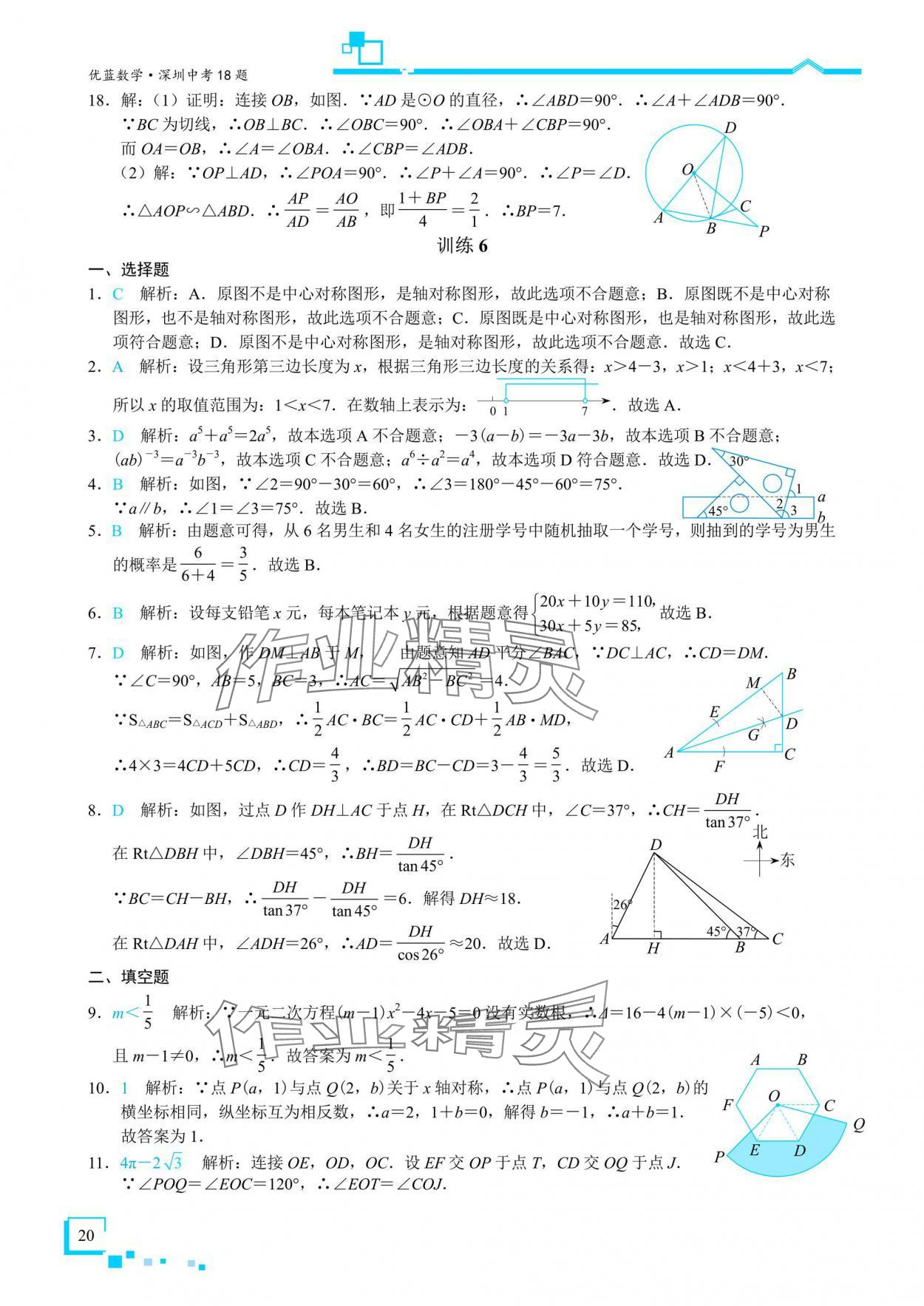 2025年優(yōu)藍(lán)數(shù)學(xué)深圳中考18題數(shù)學(xué) 參考答案第19頁