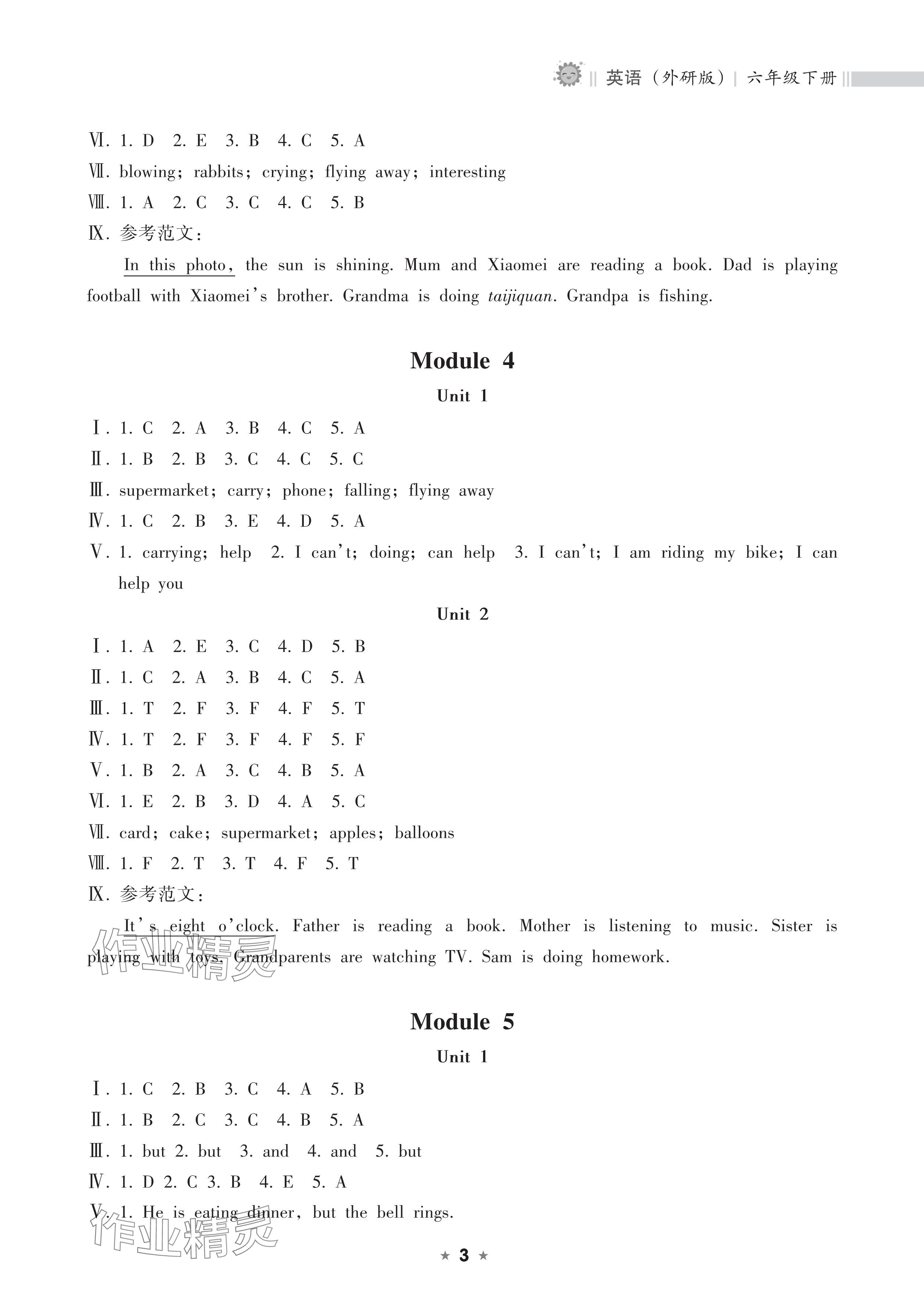 2025年新課程課堂同步練習(xí)冊(cè)六年級(jí)英語(yǔ)下冊(cè)外研版 參考答案第3頁(yè)