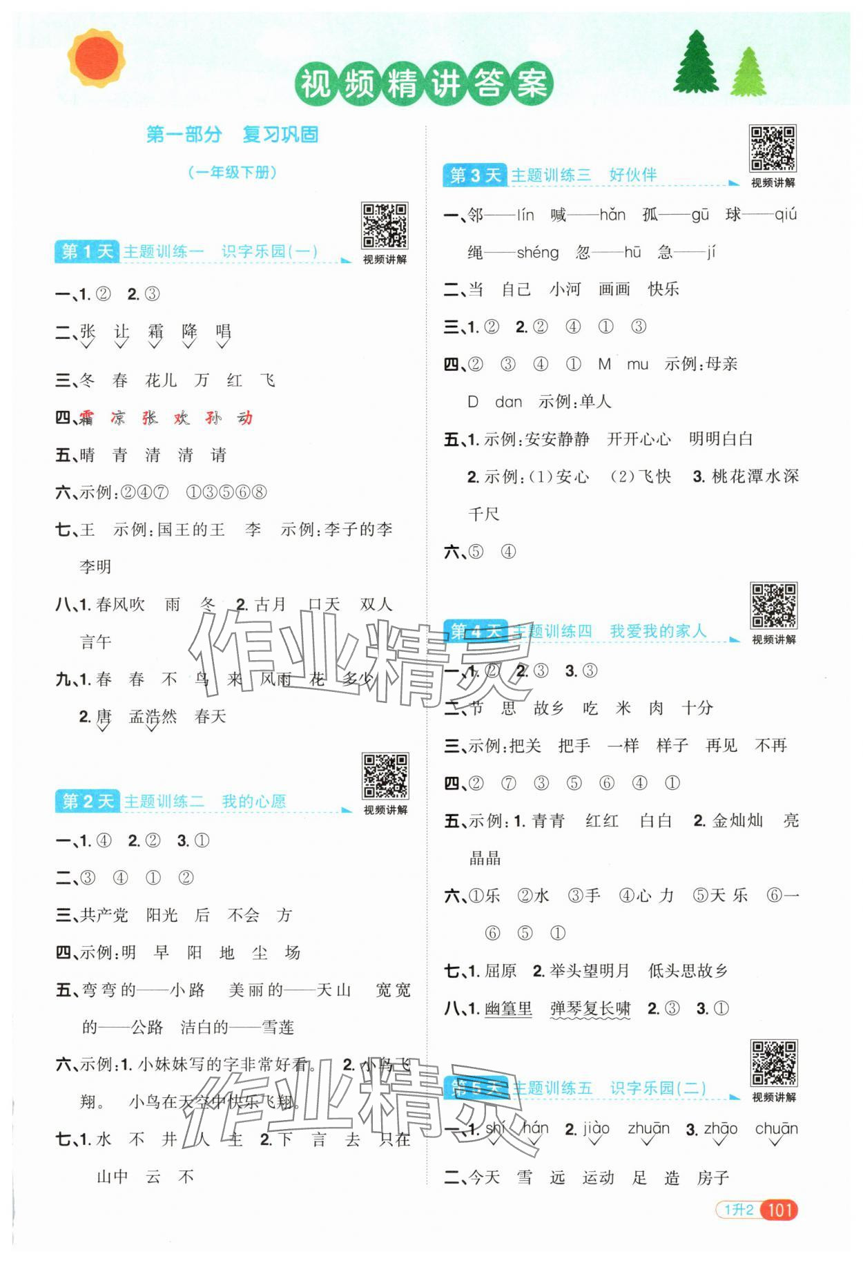 2025年陽光同學暑假銜接一升二年級語文人教版 第1頁