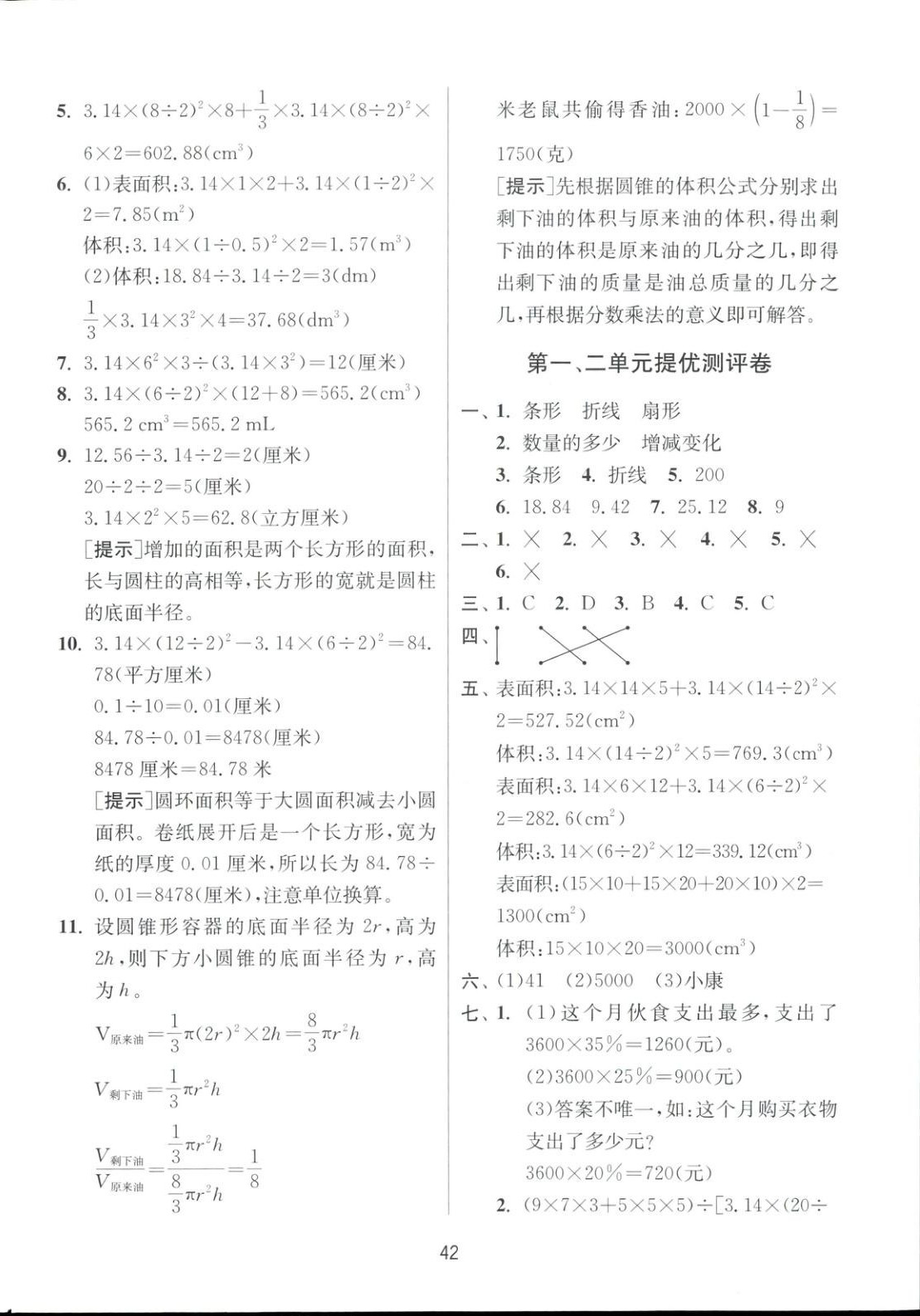 2025年全優(yōu)少年課時訓(xùn)練六年級數(shù)學(xué)下冊蘇教版 參考答案第6頁