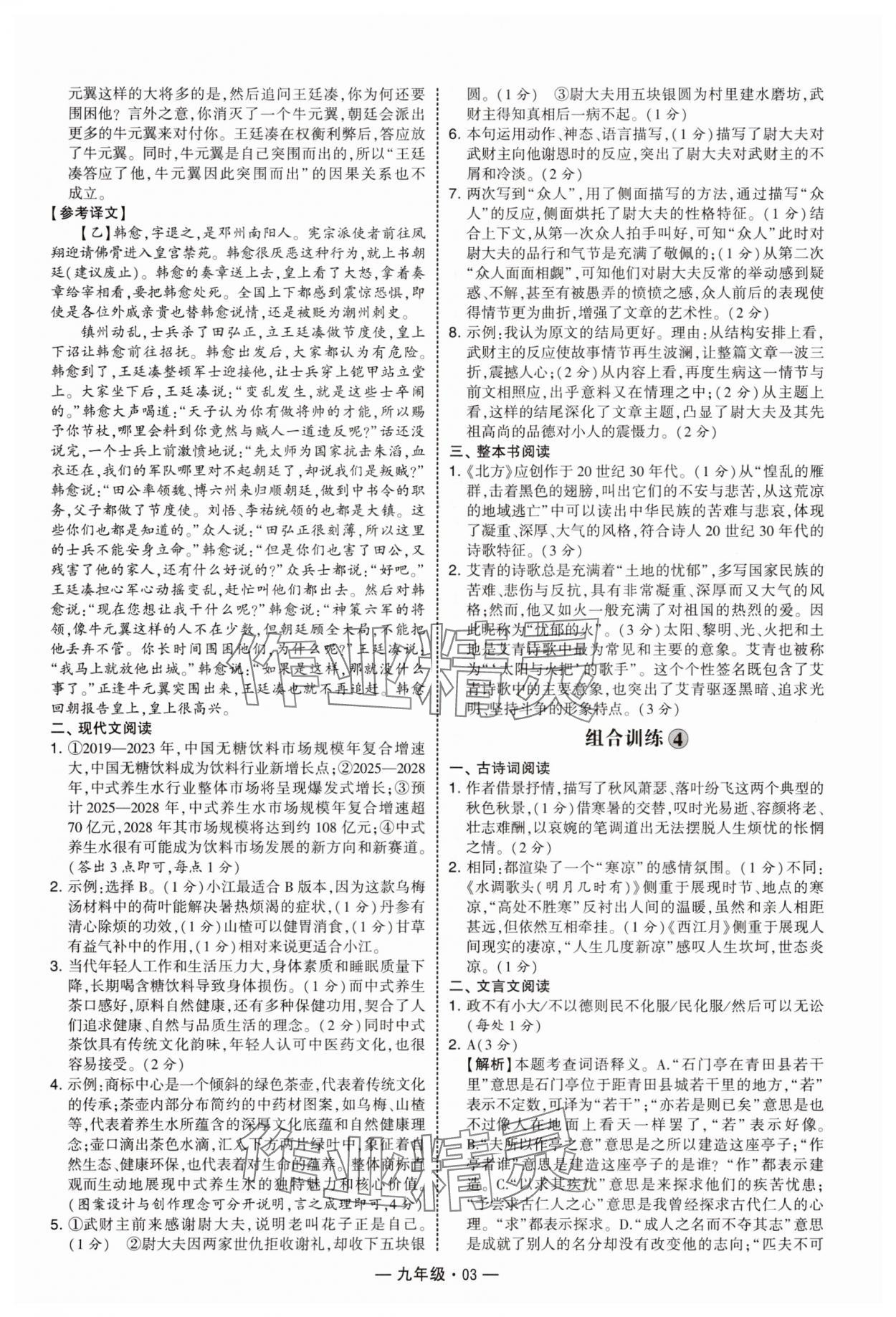 2025年學(xué)霸組合訓(xùn)練九年級(jí)語(yǔ)文人教版 第3頁(yè)