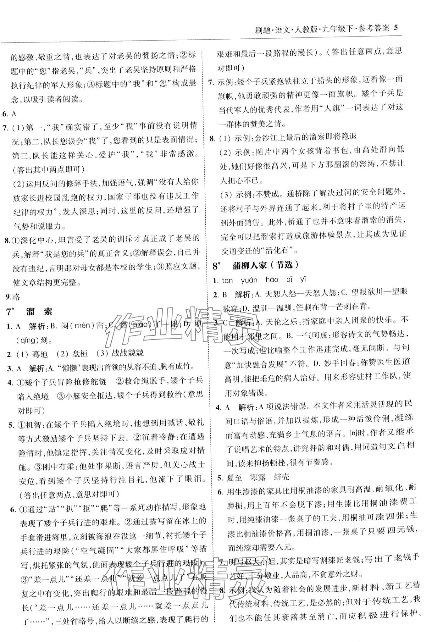 2024年北大绿卡刷题九年级语文下册人教版 第5页