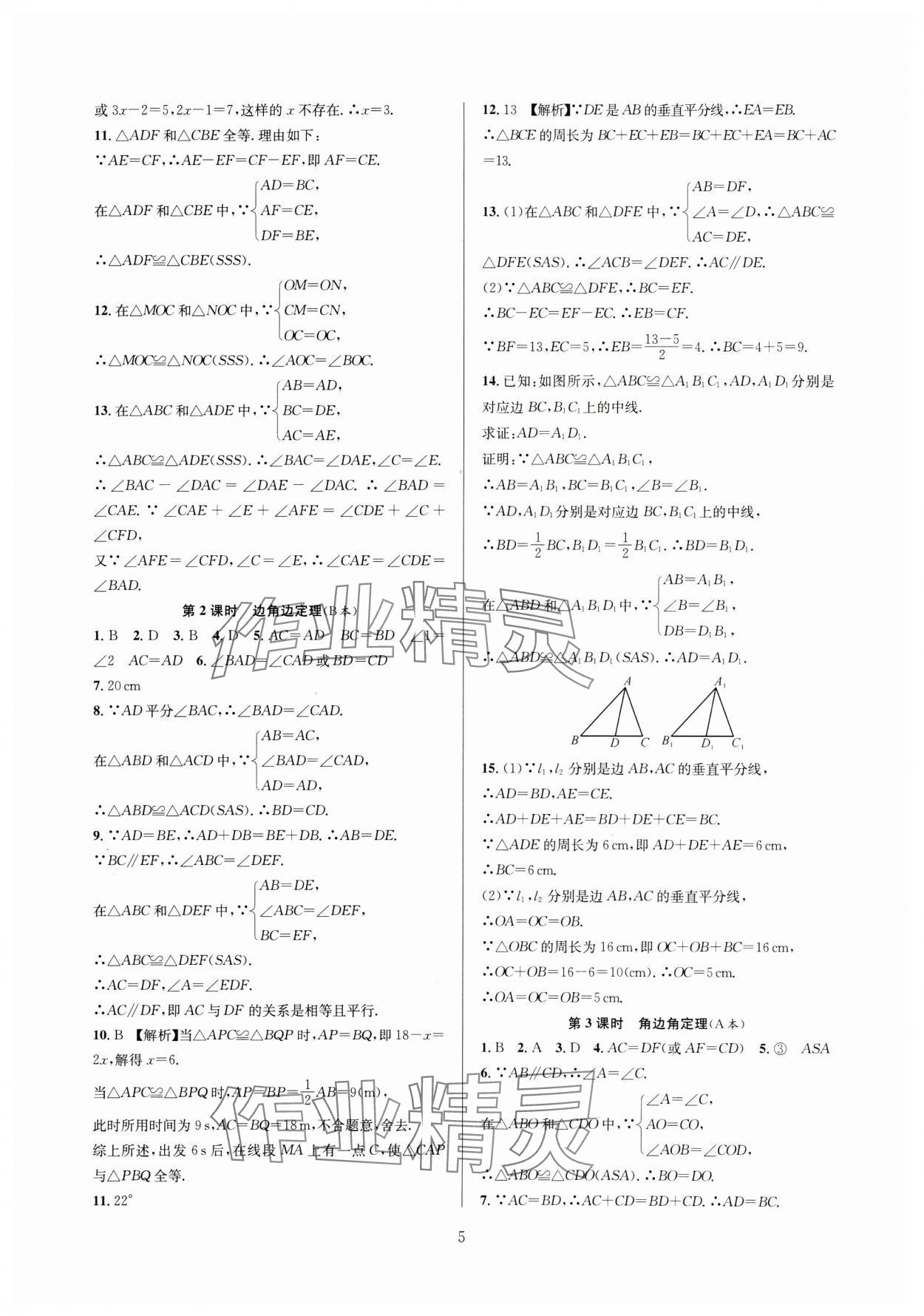 2024年全優(yōu)新同步八年級數(shù)學(xué)上冊浙教版 參考答案第5頁