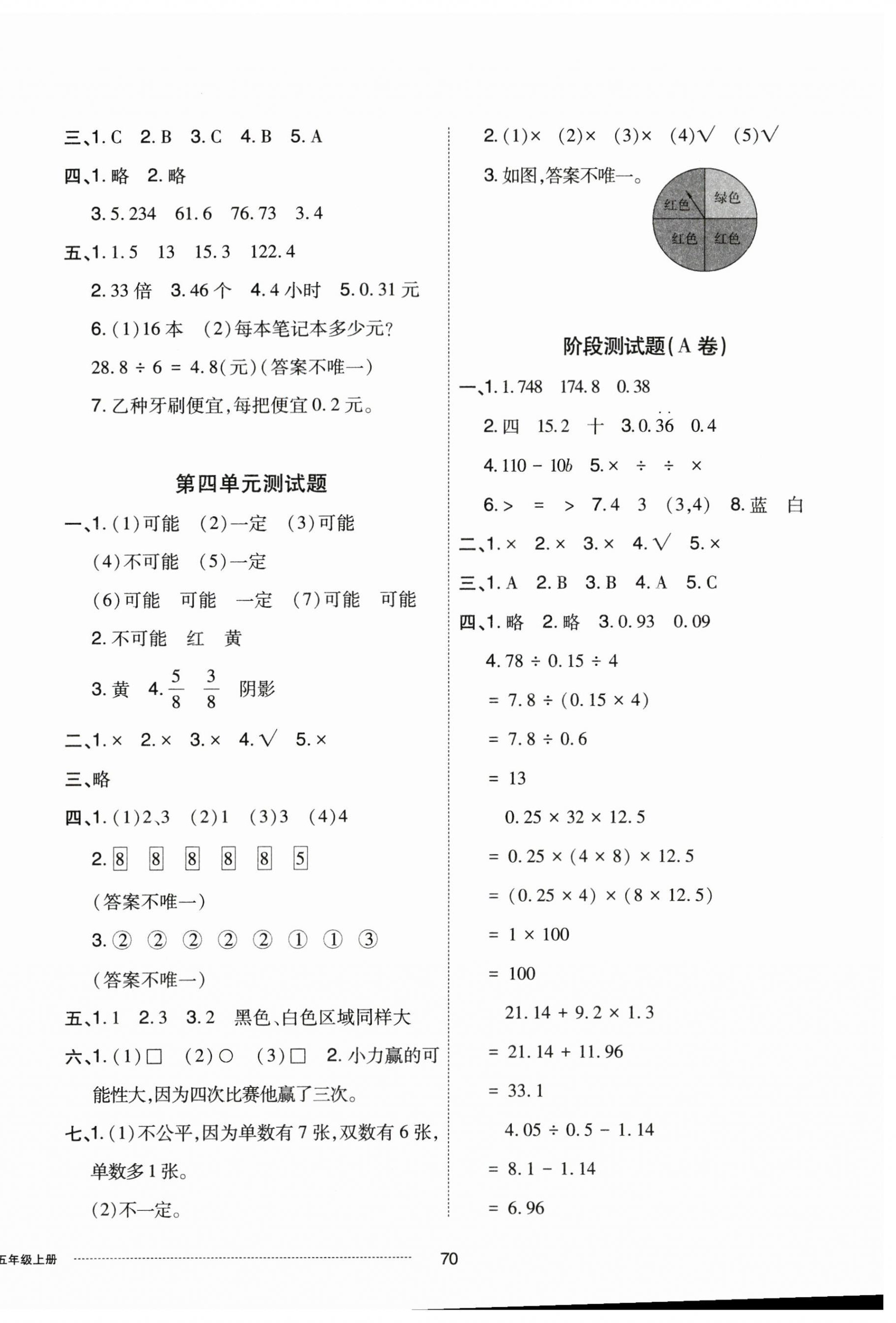 2023年同步練習(xí)冊配套單元自測卷五年級數(shù)學(xué)上冊人教版 第2頁