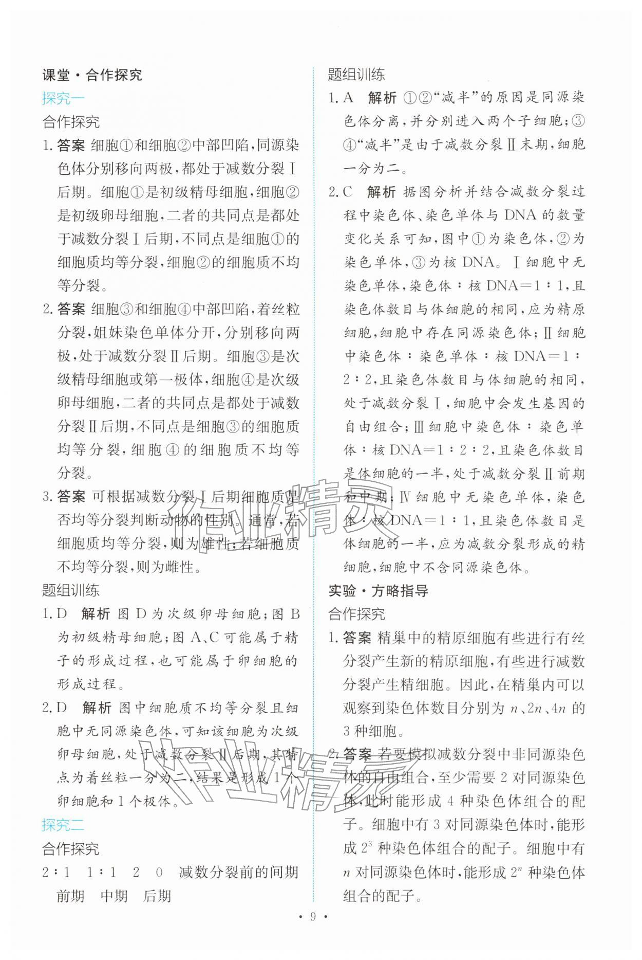 2026年能力培养与测试高中生物必修2(已禁用勿选)人教版&nbsp;参考答案第8页