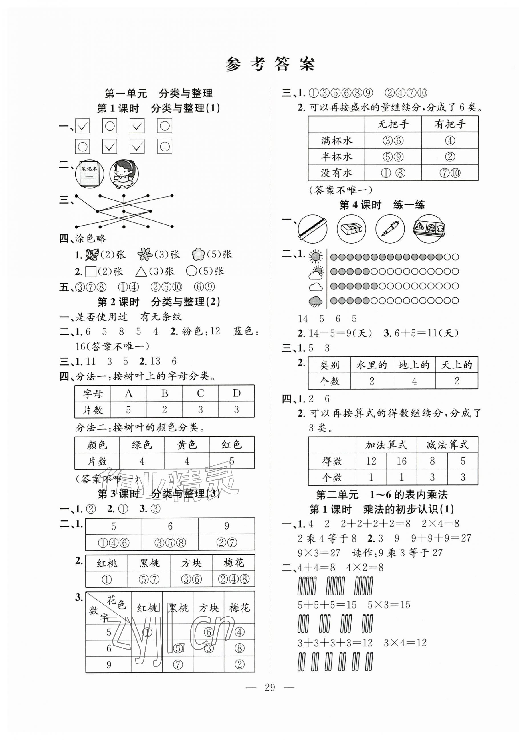 2026年阳光课堂课时作业二年级数学上册人教版&nbsp;第1页