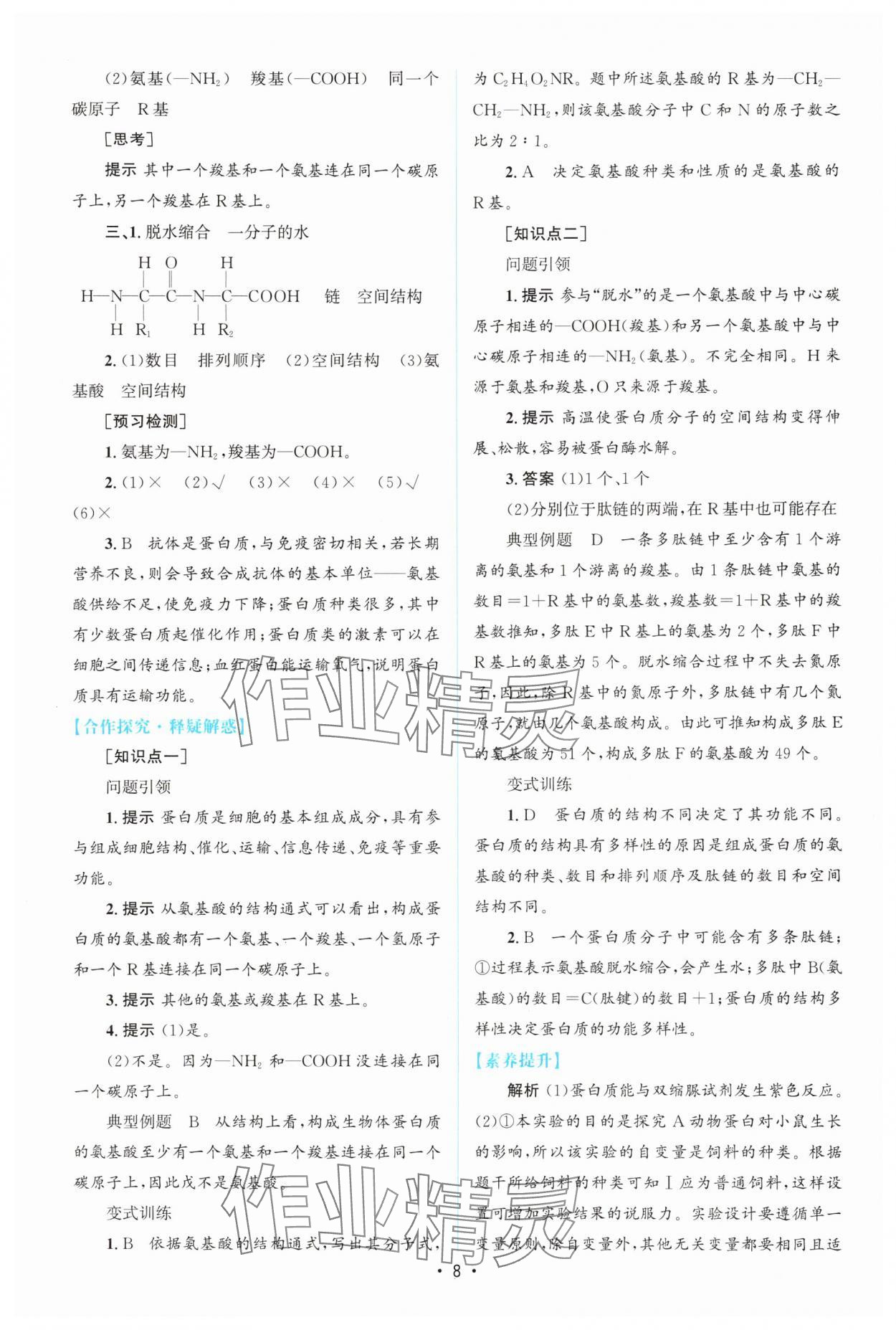 2025年高中同步測控優(yōu)化設計（分子與細胞）高中生物必修1人教版增強版 參考答案第7頁