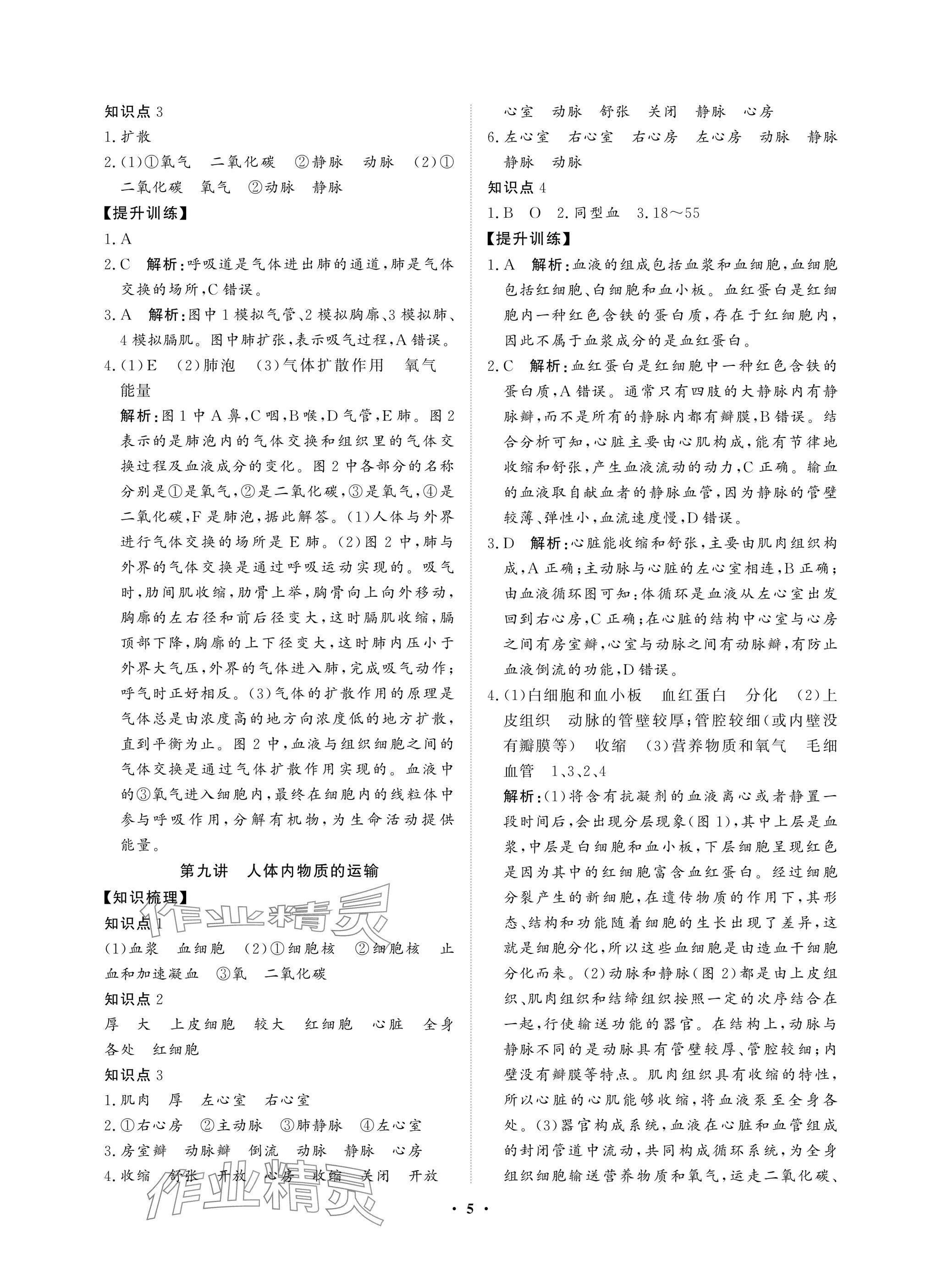 2025年湖北中考初中學業(yè)水平考試總復習生物通用版 參考答案第5頁