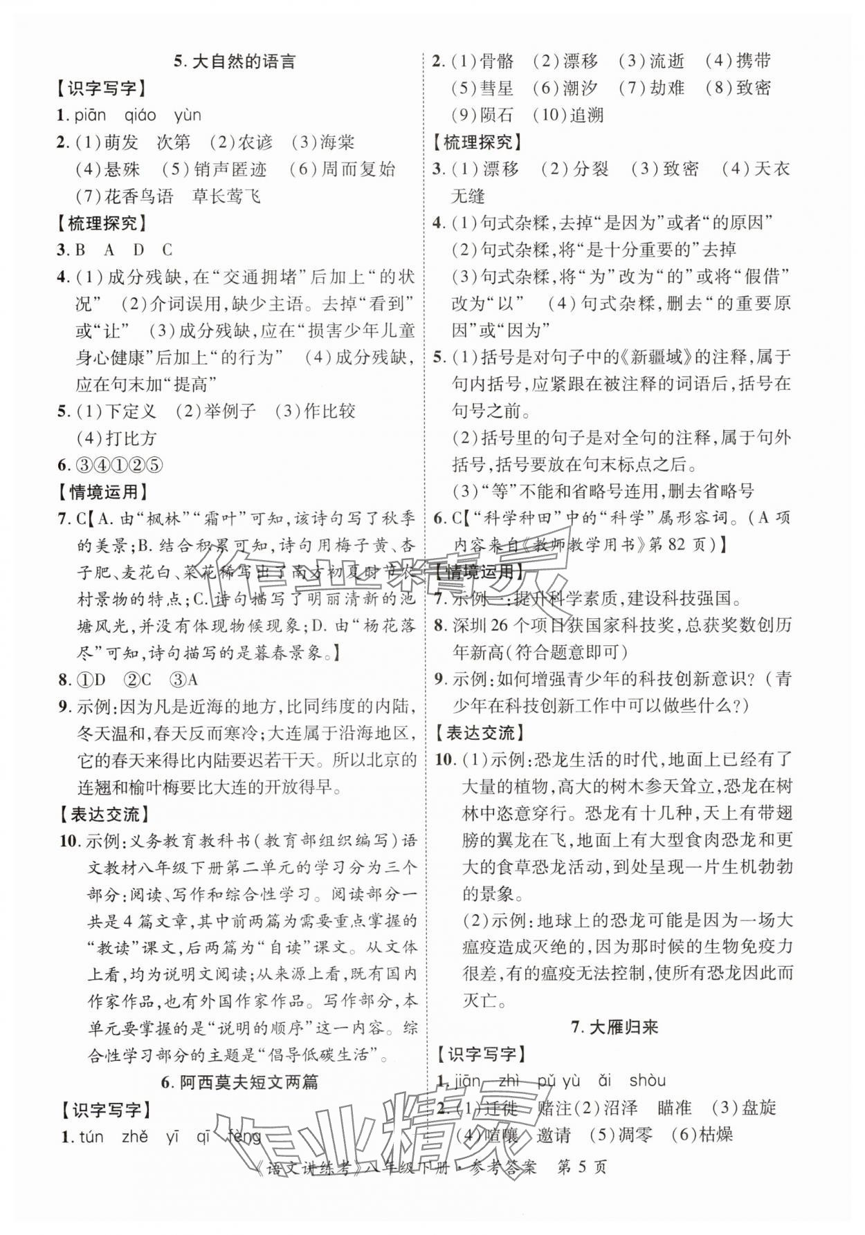 2025年语文讲练考八年级下册 第5页