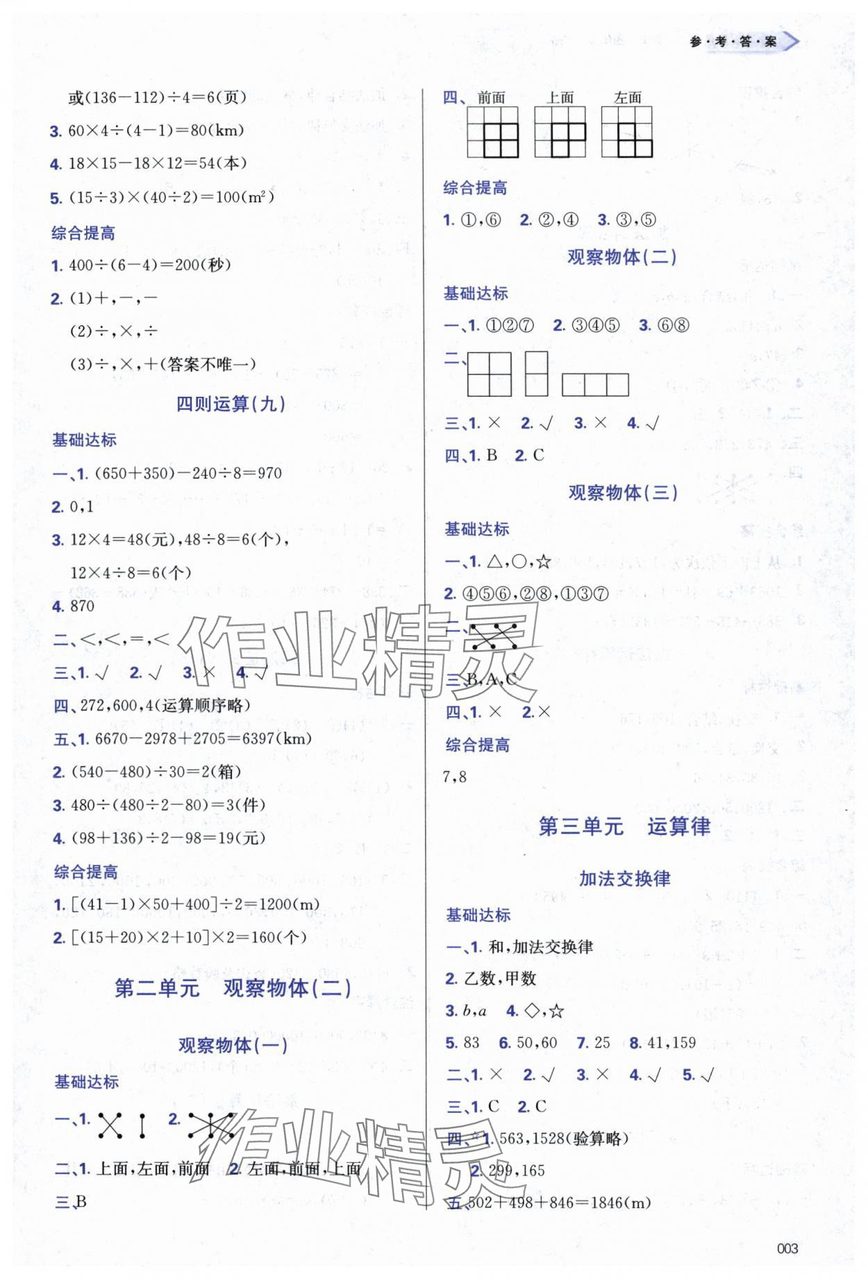 2024年學(xué)習(xí)質(zhì)量監(jiān)測(cè)四年級(jí)數(shù)學(xué)下冊(cè)人教版 第3頁(yè)