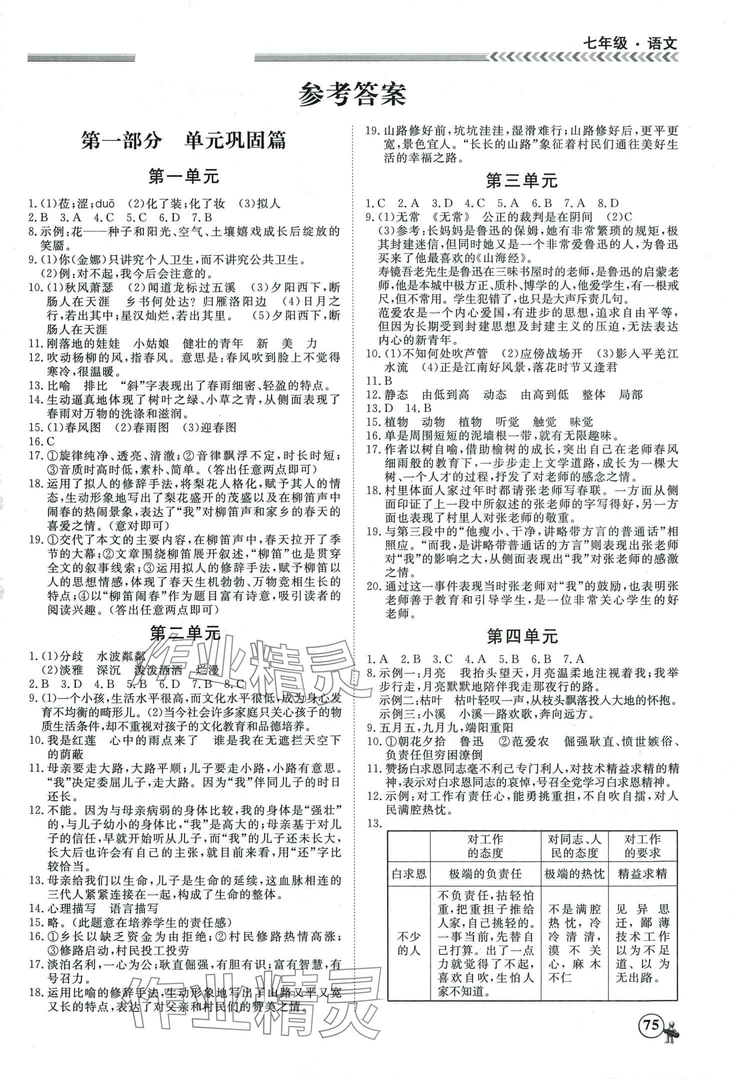 2024年假期冲冠黑龙江教育出版社七年级语文 第1页