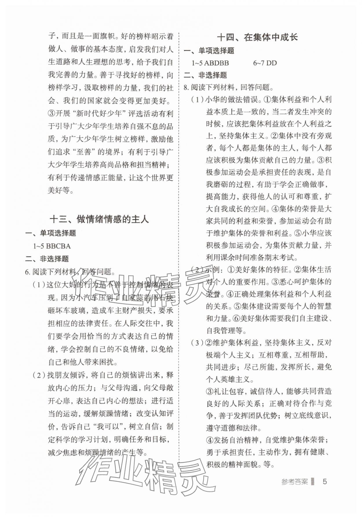 2025年天下中考專題總復習道德與法治 參考答案第5頁