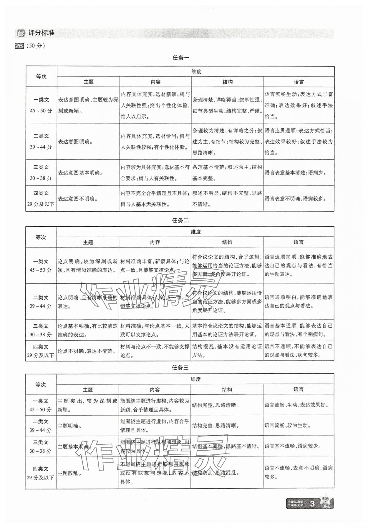 2025年金考卷45套匯編語文湖北專版 參考答案第3頁